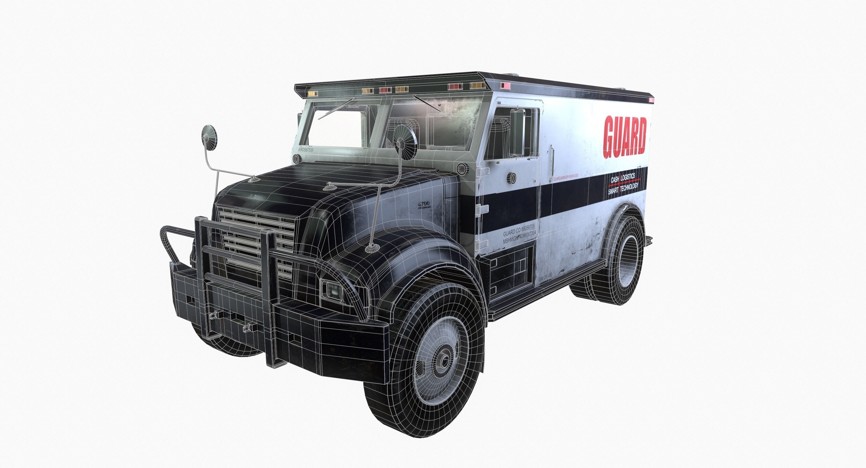 Armored Truck Vehicle Game Ready PBR Textures Low-poly 3D model_13