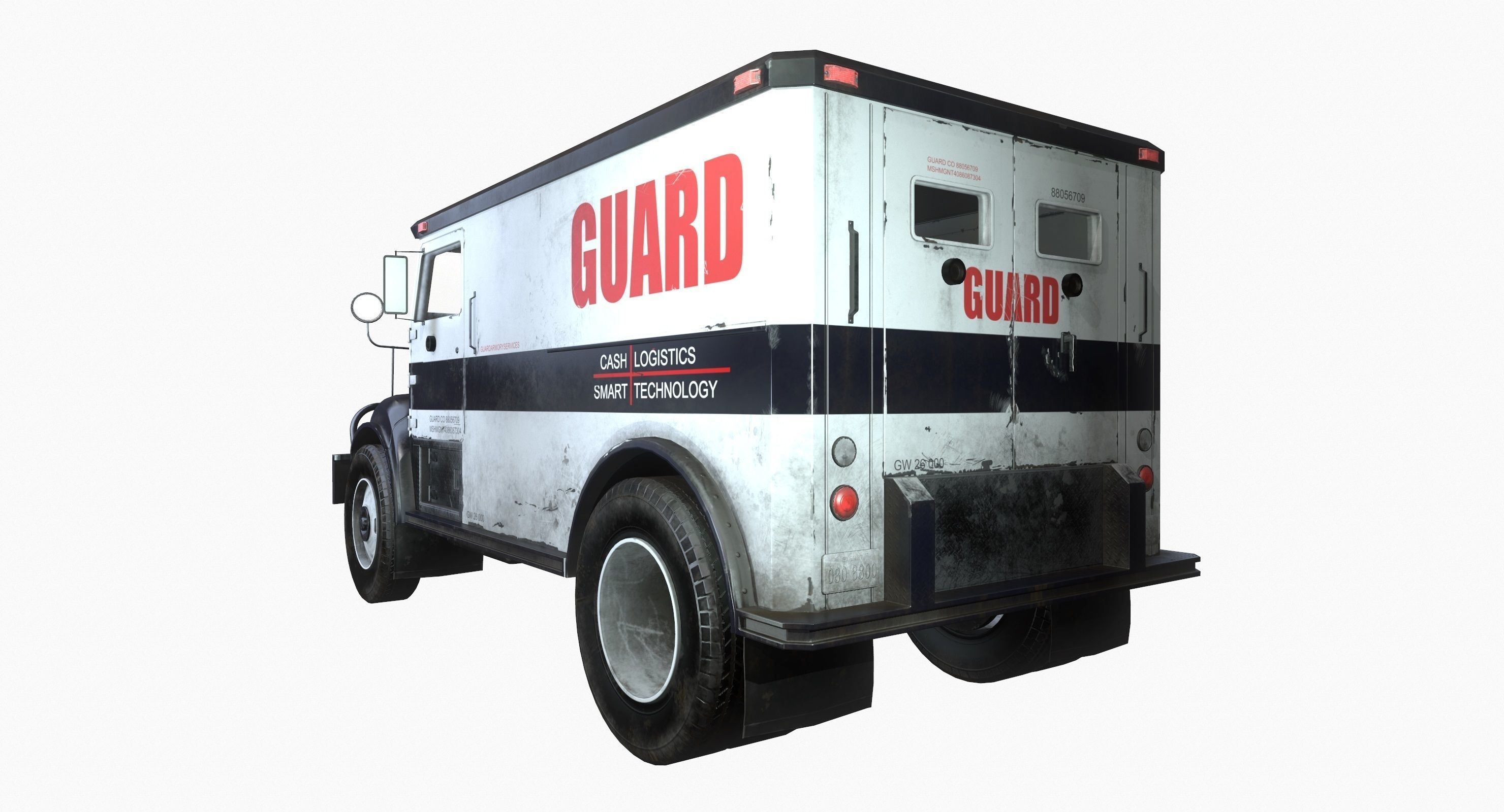 Armored Truck Vehicle Game Ready PBR Textures Low-poly 3D model_4