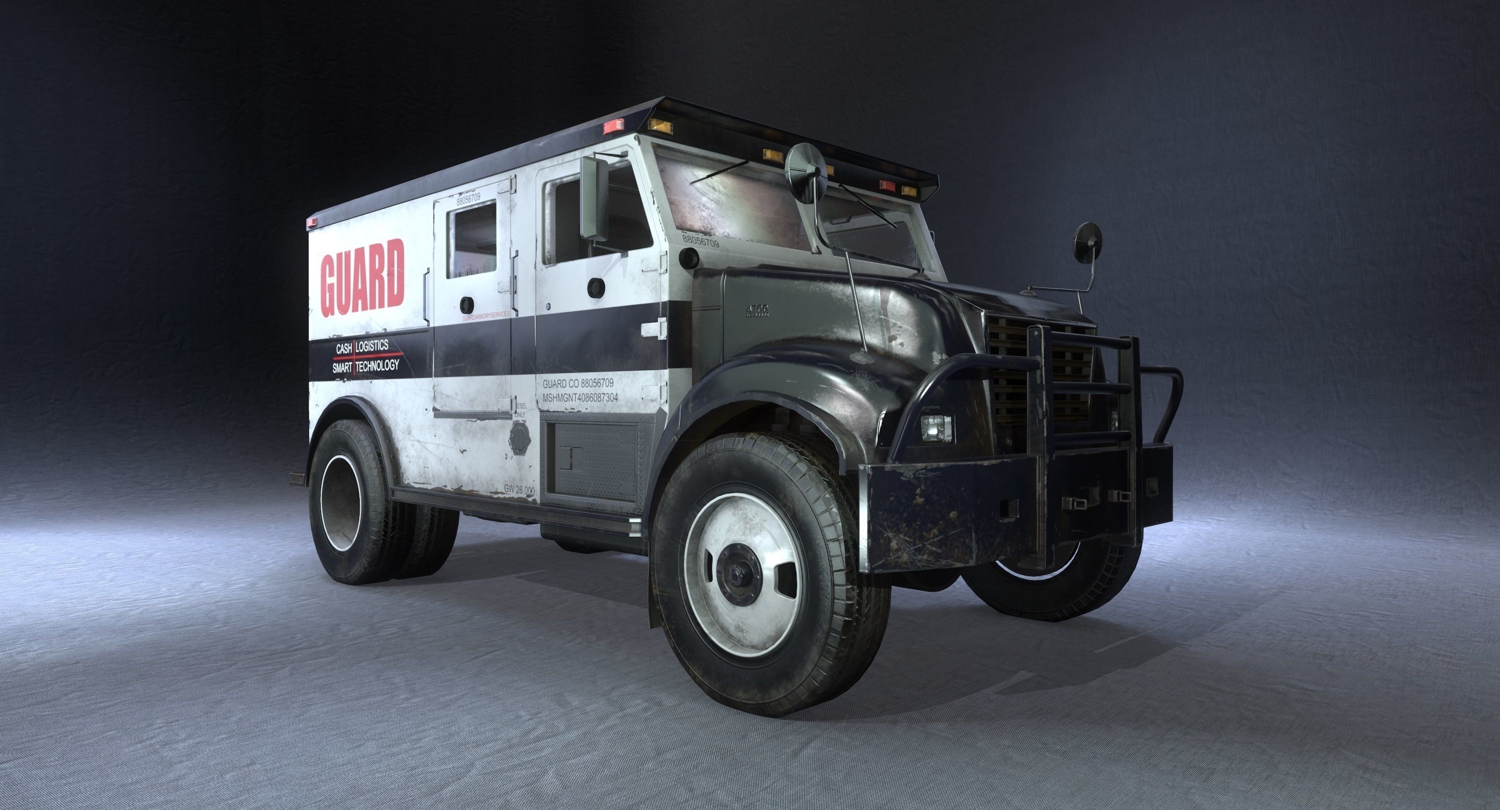 Armored Truck Vehicle Game Ready PBR Textures Low-poly 3D model_3