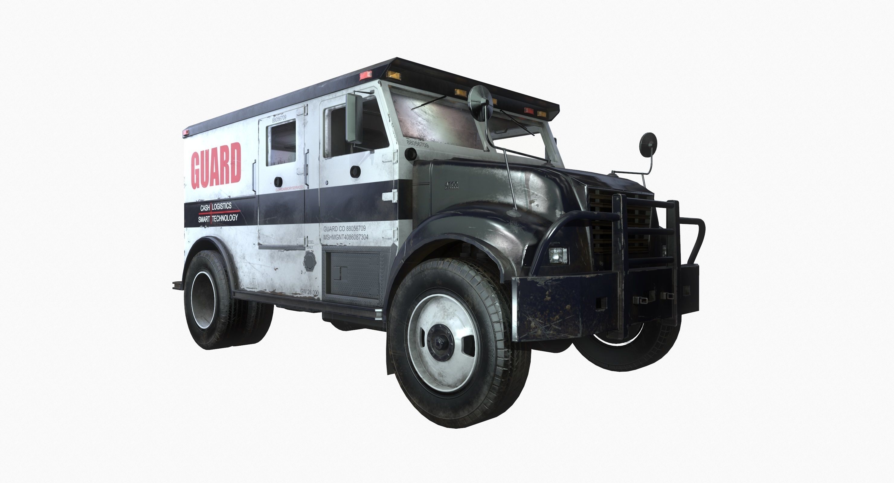 Armored Truck Vehicle Game Ready PBR Textures Low-poly 3D model_1