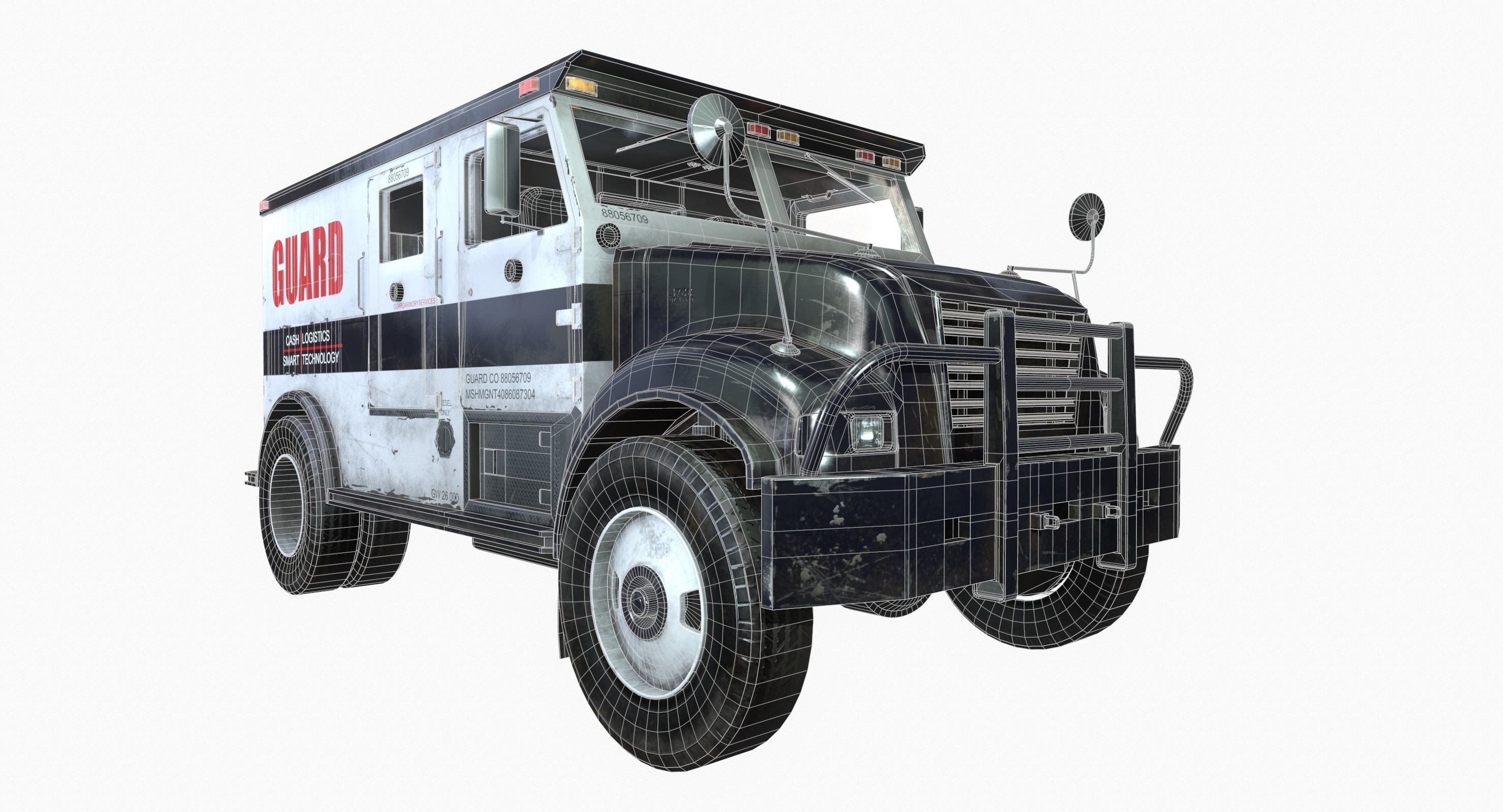 Armored Truck Vehicle Game Ready PBR Textures Low-poly 3D model_10