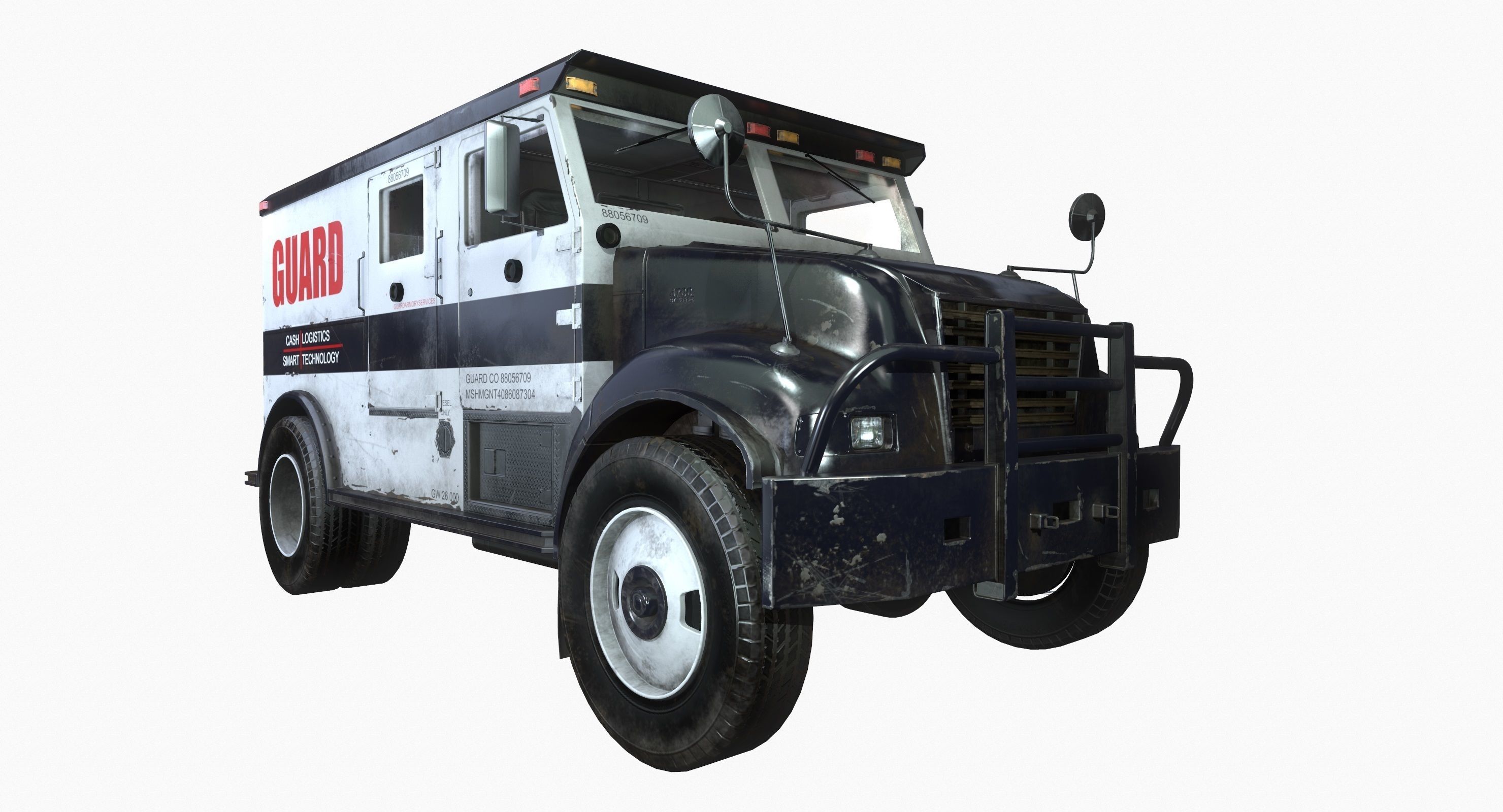 Armored Truck Vehicle Game Ready PBR Textures Low-poly 3D model_9