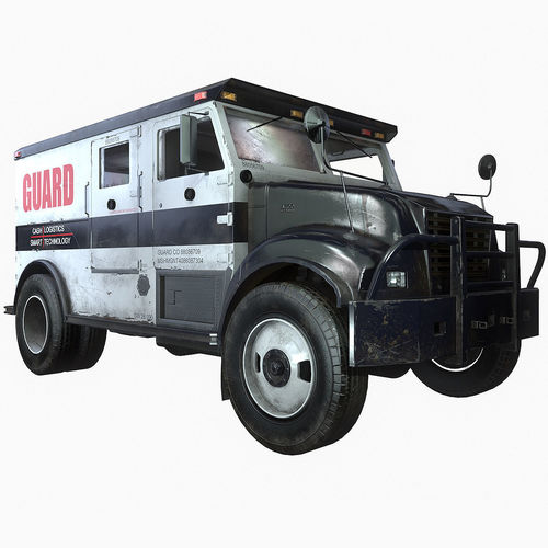 Armored Truck Vehicle Game Ready PBR Textures Low-poly 3D model