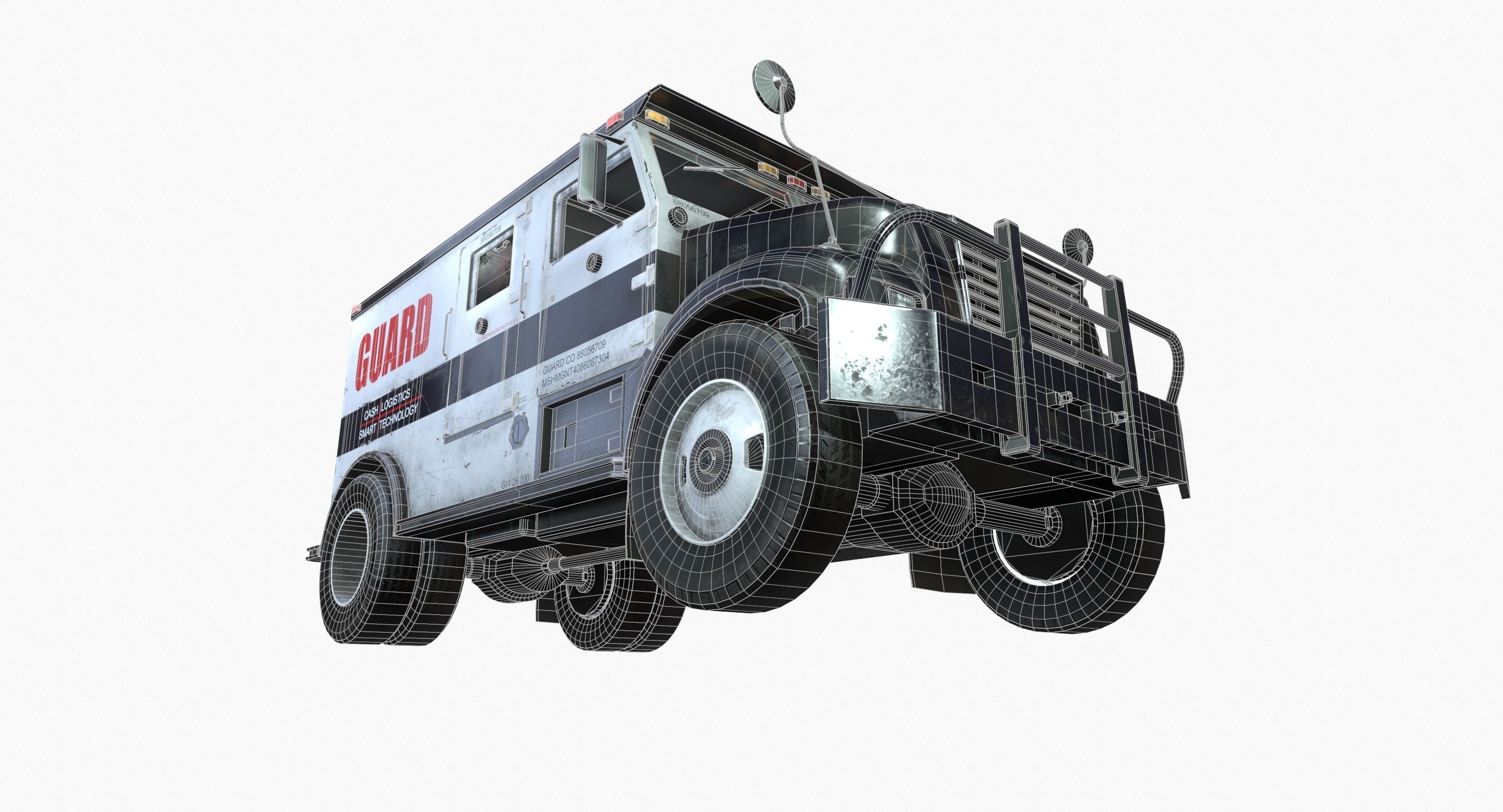 Armored Truck Vehicle Game Ready PBR Textures Low-poly 3D model_23