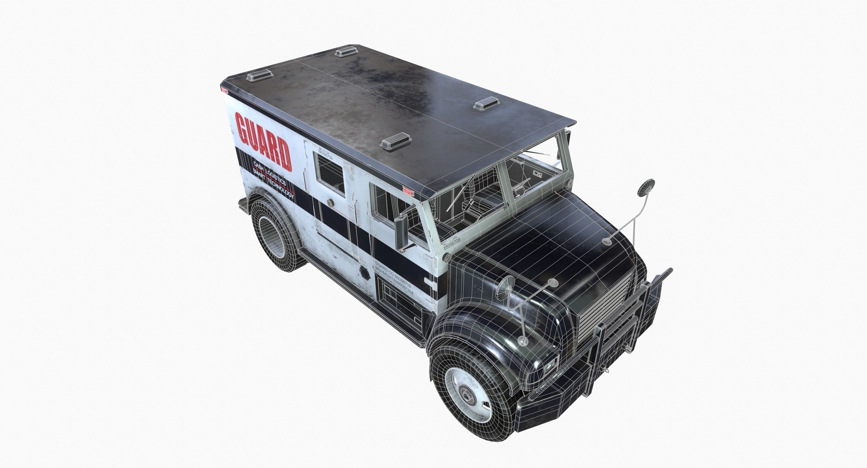 Armored Truck Vehicle Game Ready PBR Textures Low-poly 3D model_21