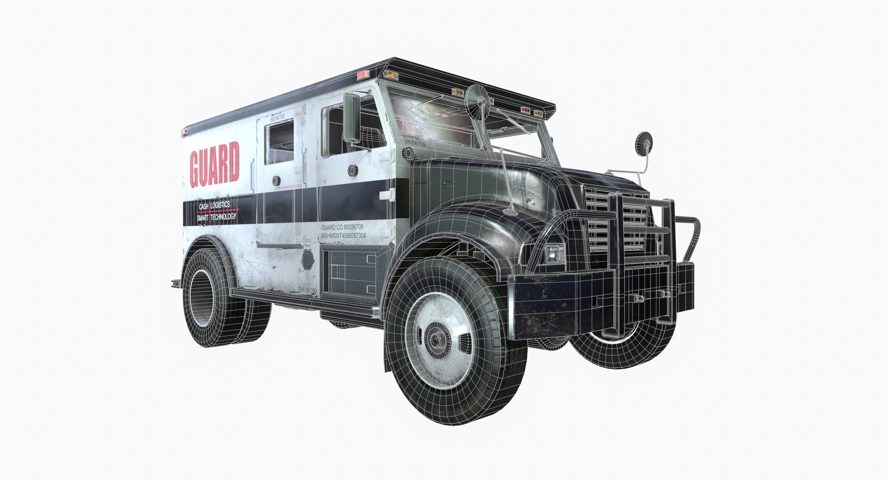 Armored Truck Vehicle Game Ready PBR Textures Low-poly 3D model_2