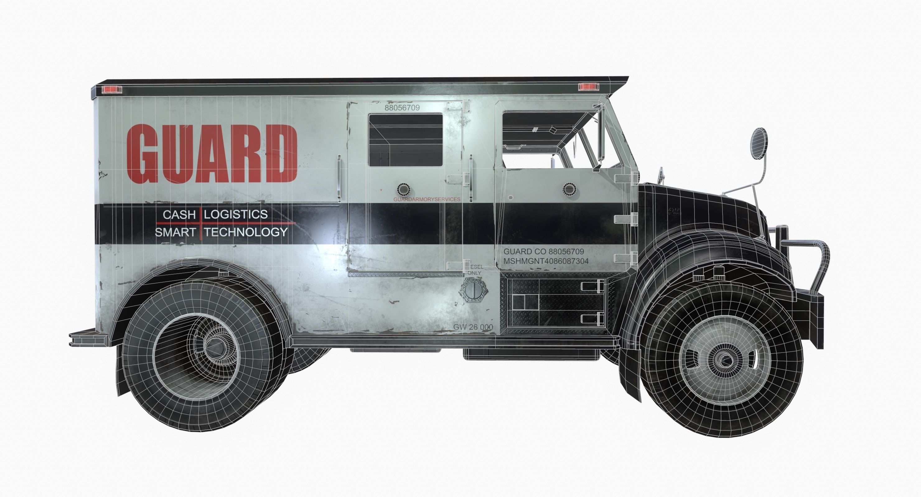 Armored Truck Vehicle Game Ready PBR Textures Low-poly 3D model_8