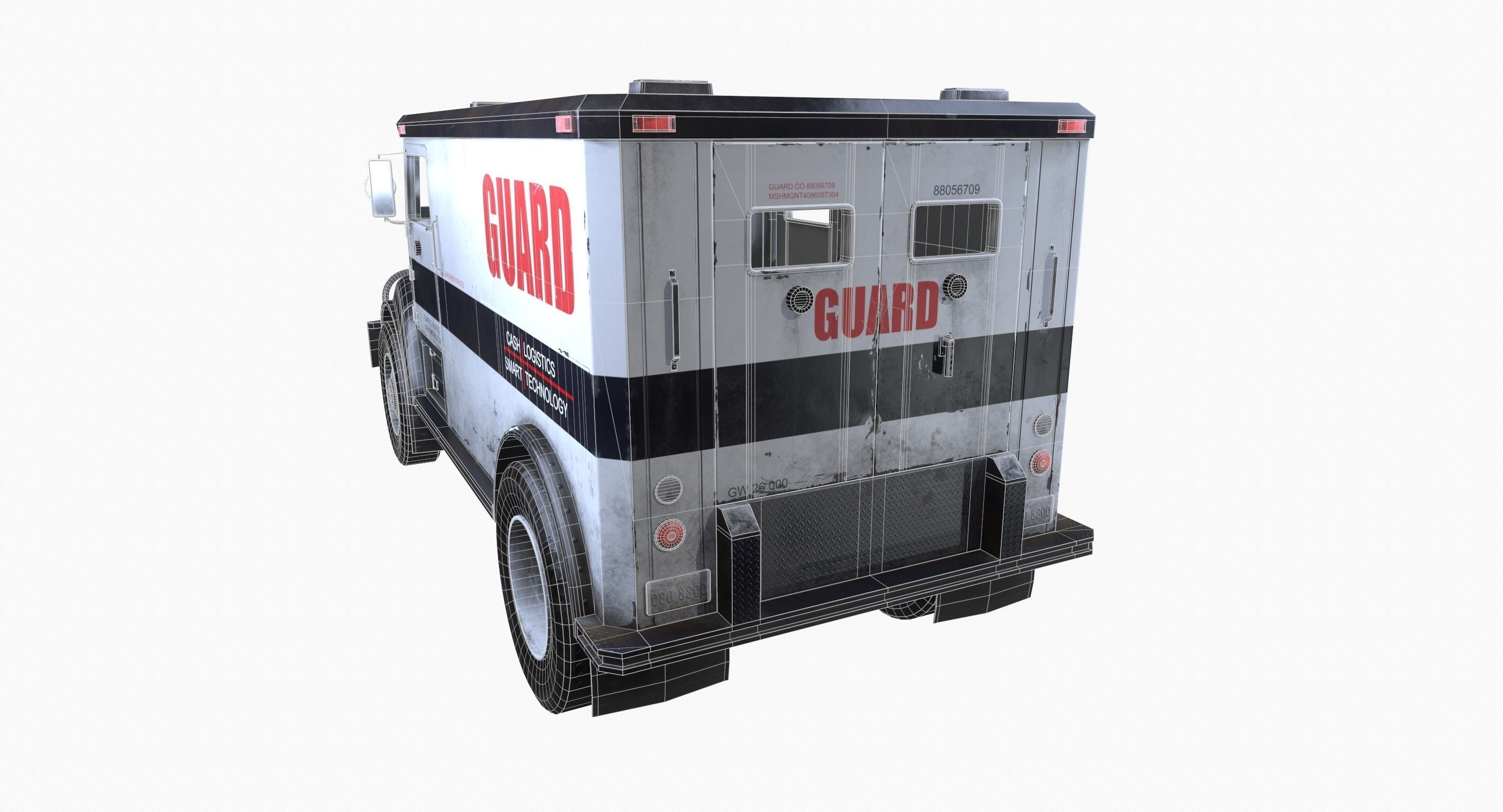 Armored Truck Vehicle Game Ready PBR Textures Low-poly 3D model_17
