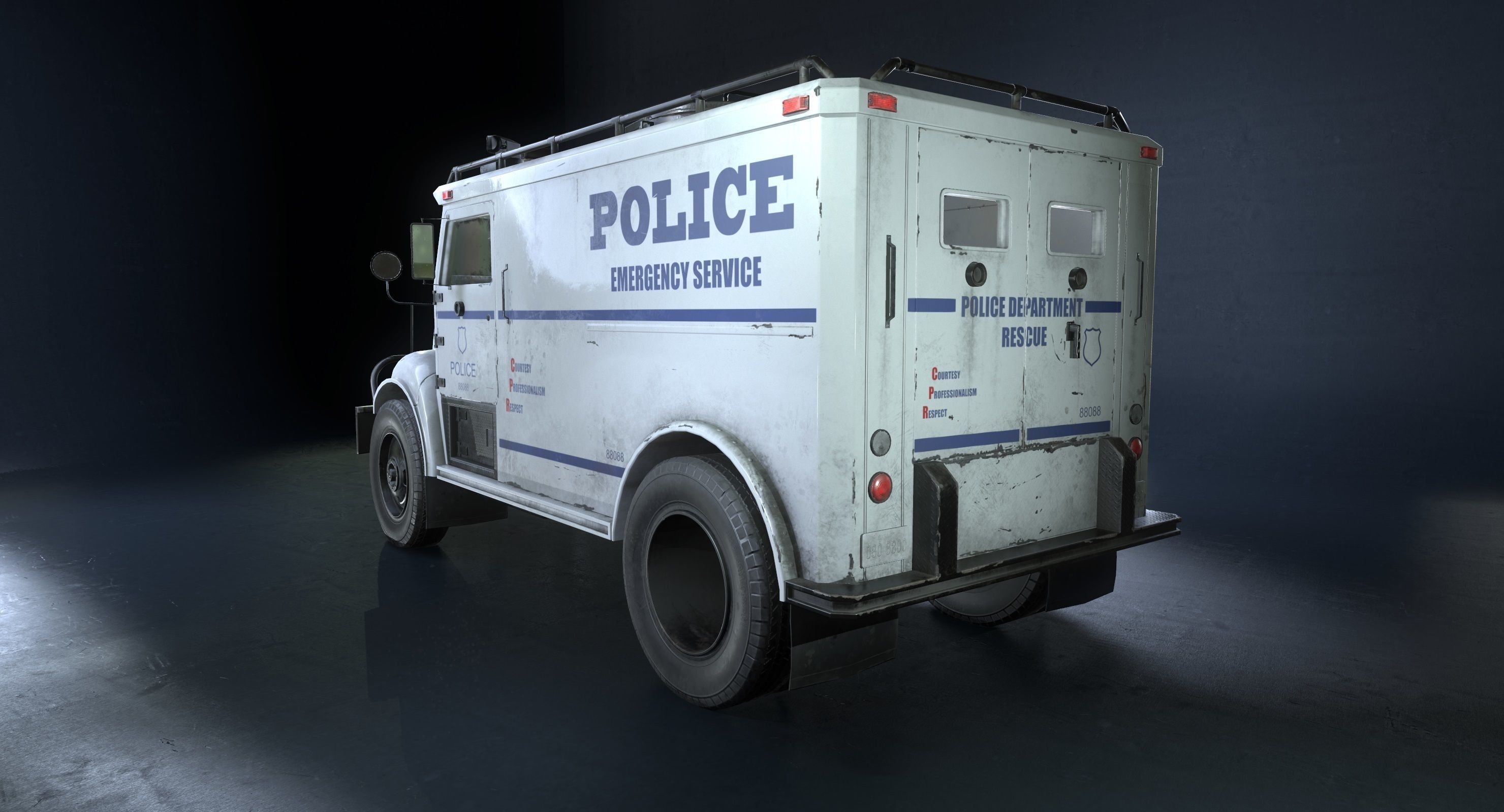 SWAT Truck 3d Vehicle Game Ready  Low-poly 3D model_4