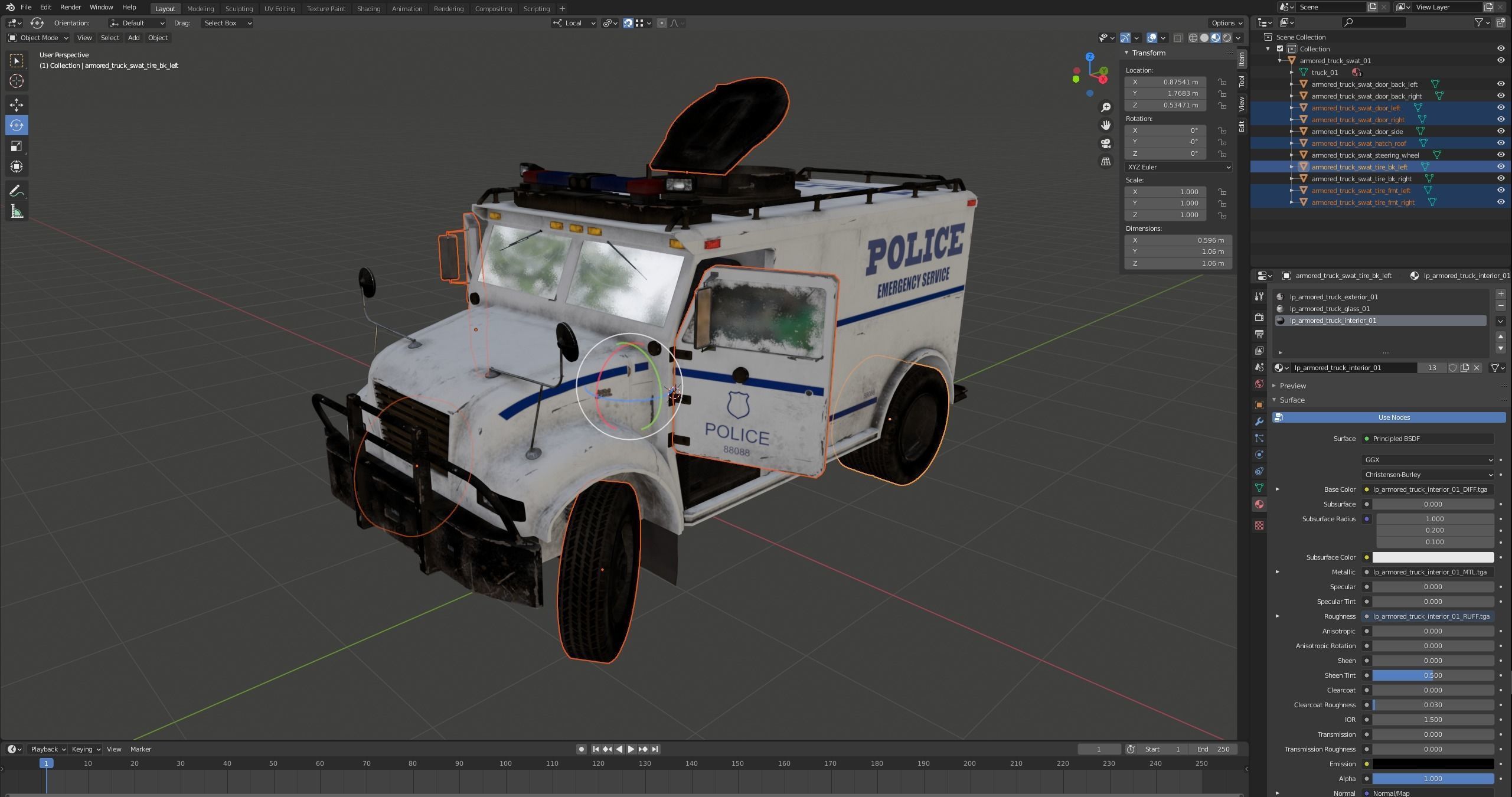SWAT Truck 3d Vehicle Game Ready  Low-poly 3D model_31