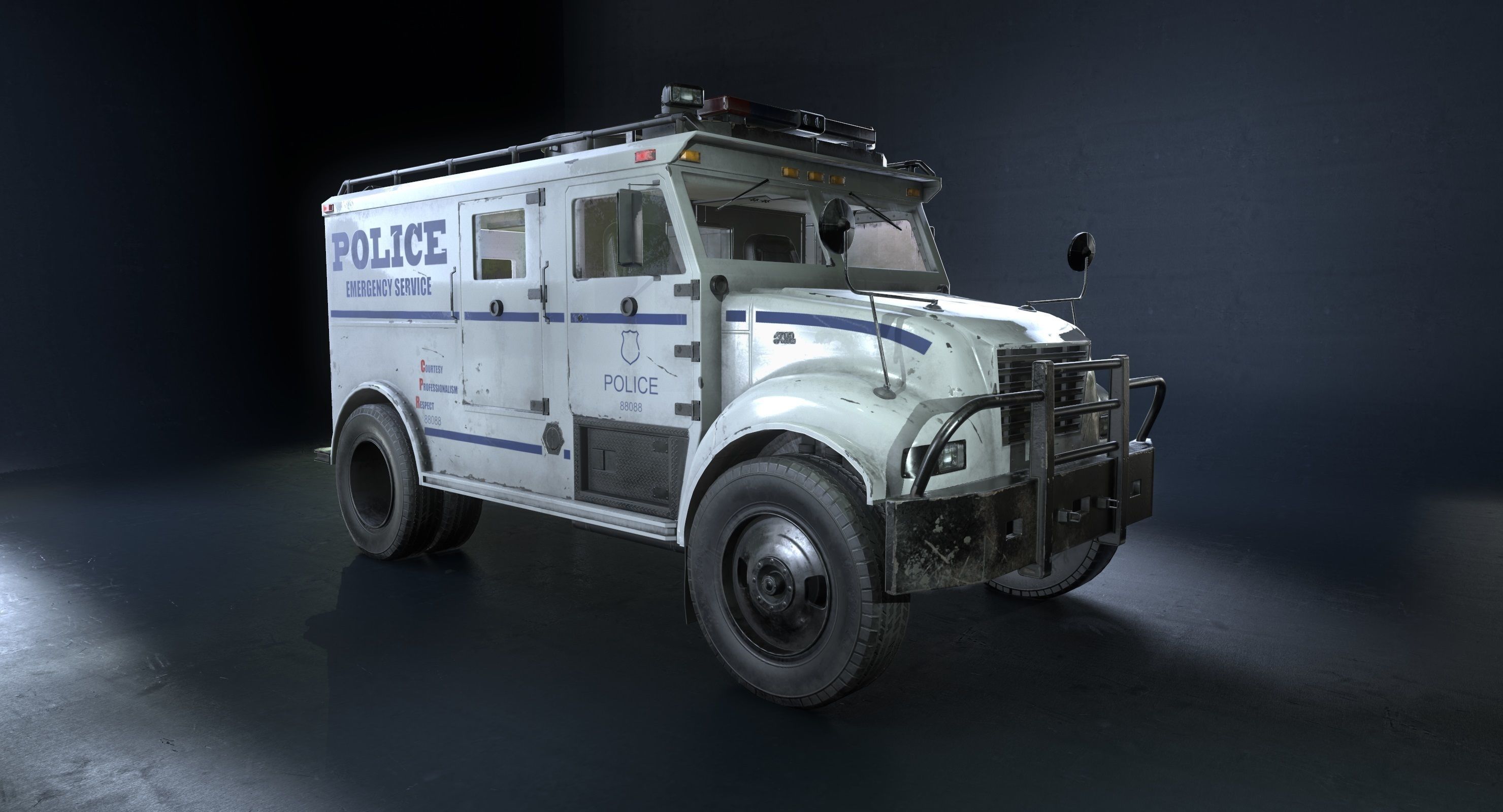 SWAT Truck 3d Vehicle Game Ready  Low-poly 3D model_2