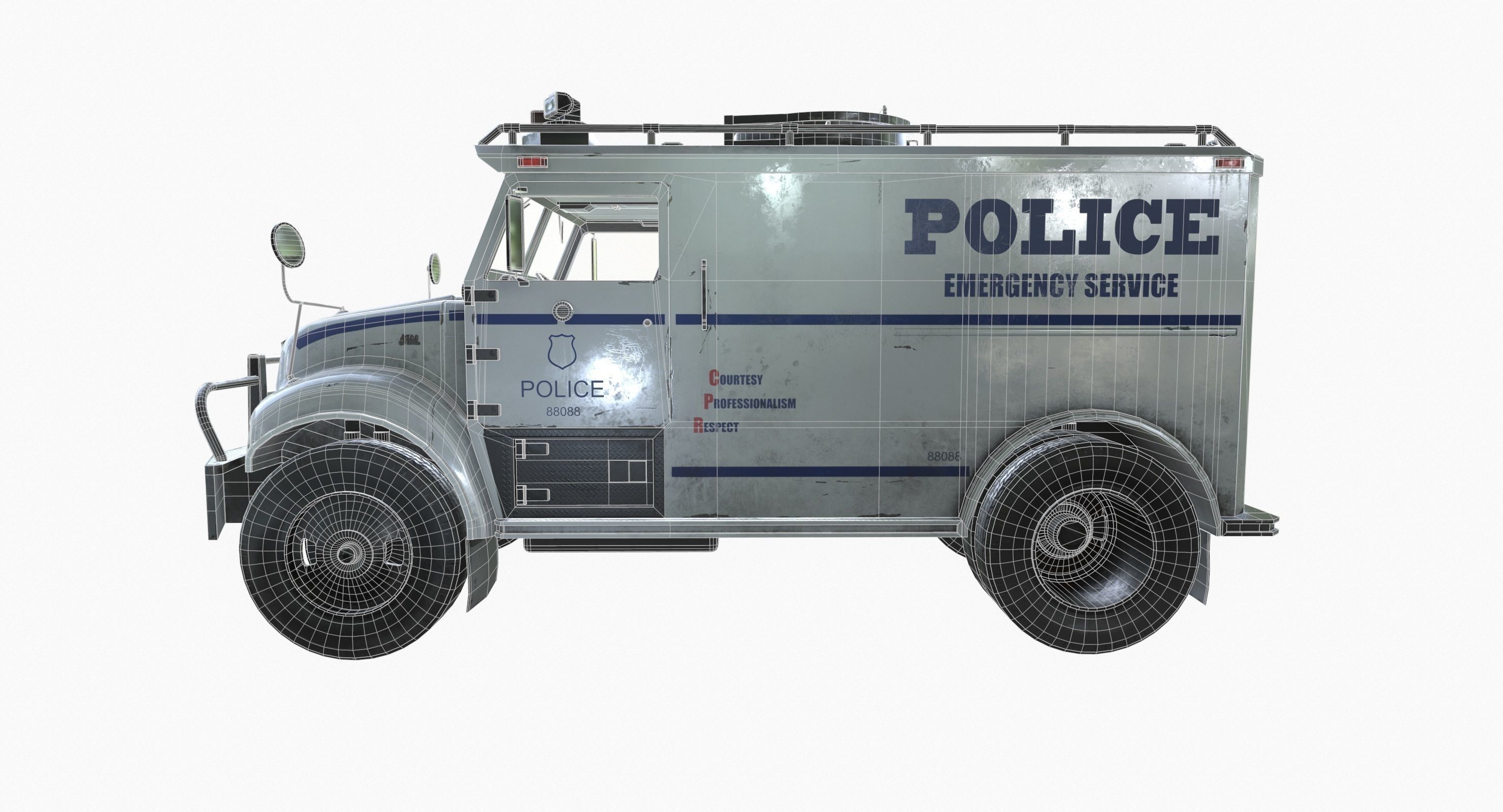 SWAT Truck 3d Vehicle Game Ready  Low-poly 3D model_12