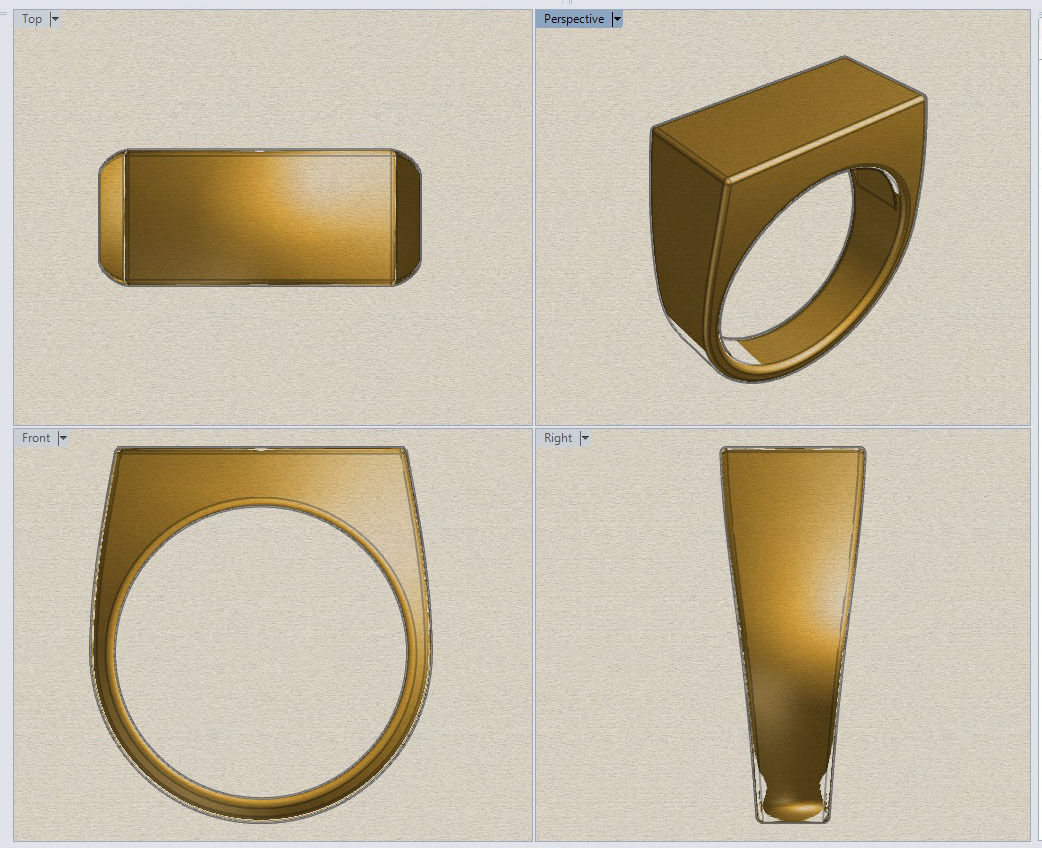 Gents Rectangle Top Signet Ring 3D print model_8