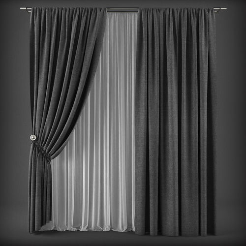Curtain 3D model 252 VR Low-poly 3D model