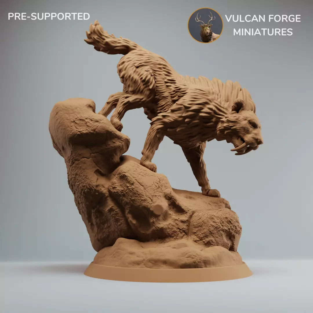 Saber Toothed Tiger Sabertooth Tiger on rock 3D print model