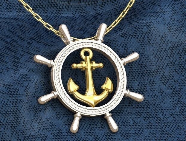 Anchor Wheel Pendant 3D print model