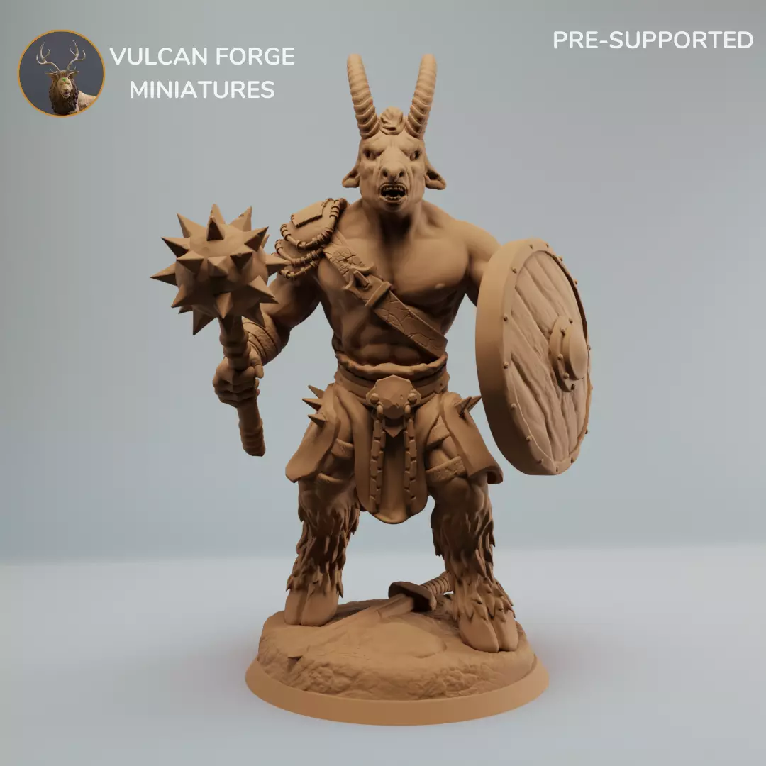 Beastman with mace and shield 3D print model