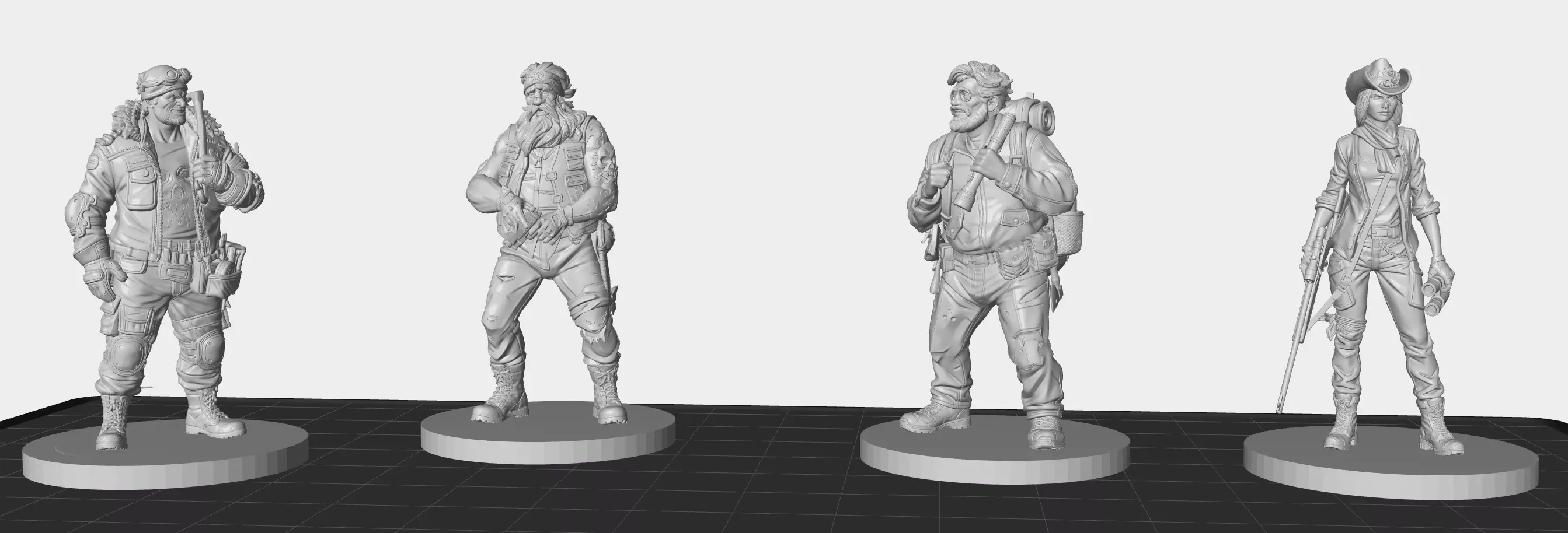 Post Apocalyptic Survivors Miniature Set Wasteland Scavengers 3D print model