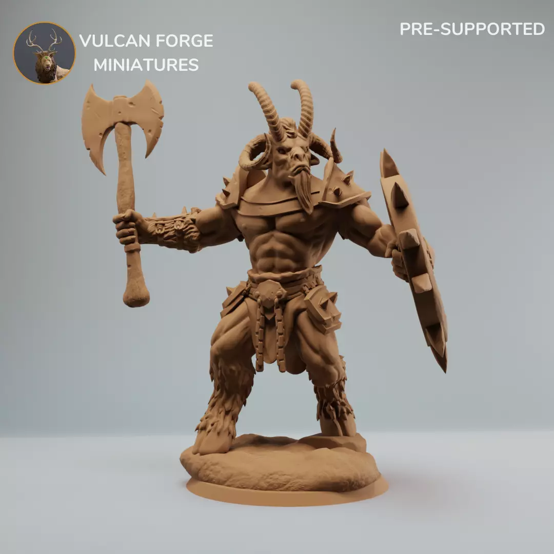 Beastman warrior with axe and shield 3D print model