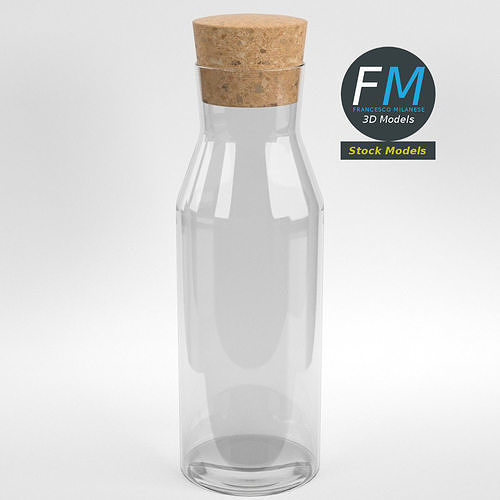 Glass caraffe with cork top 3D model