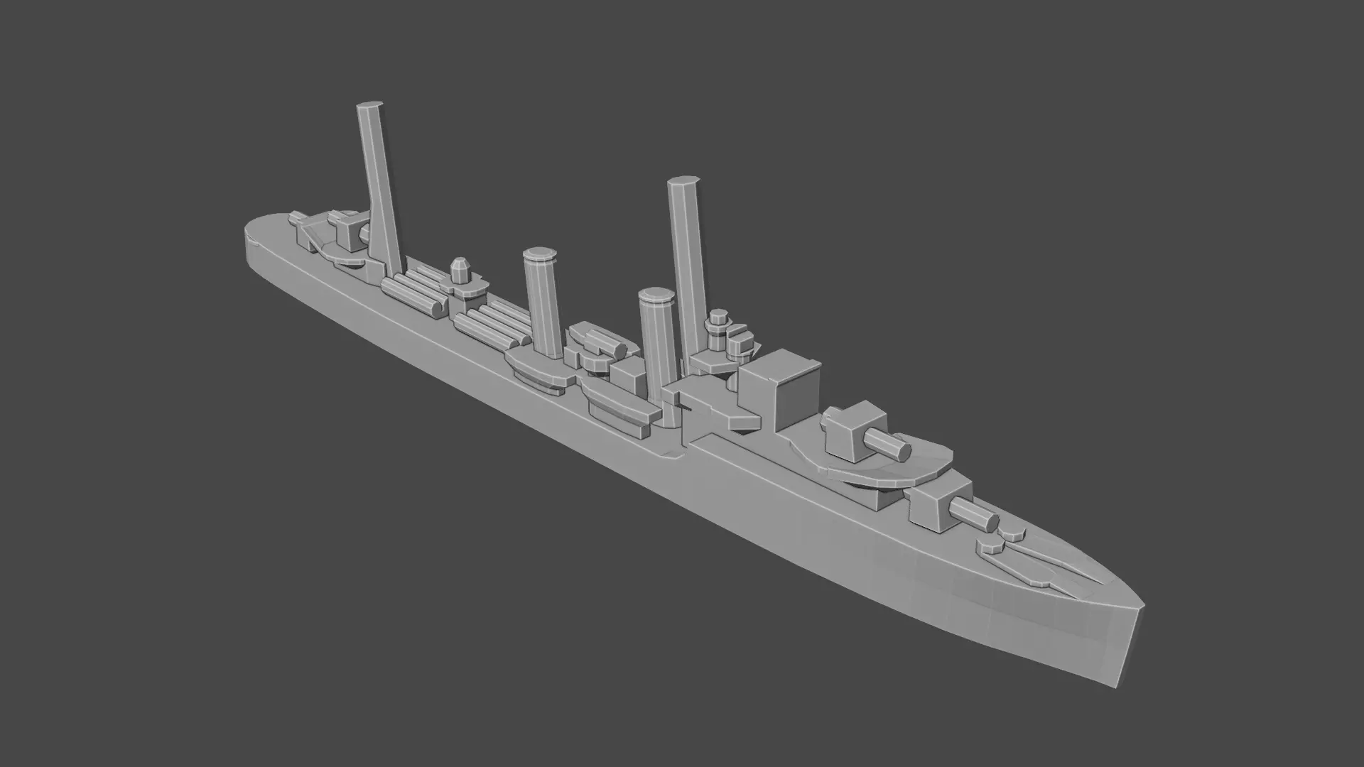 British C Class Destroyer Warship 3D print model