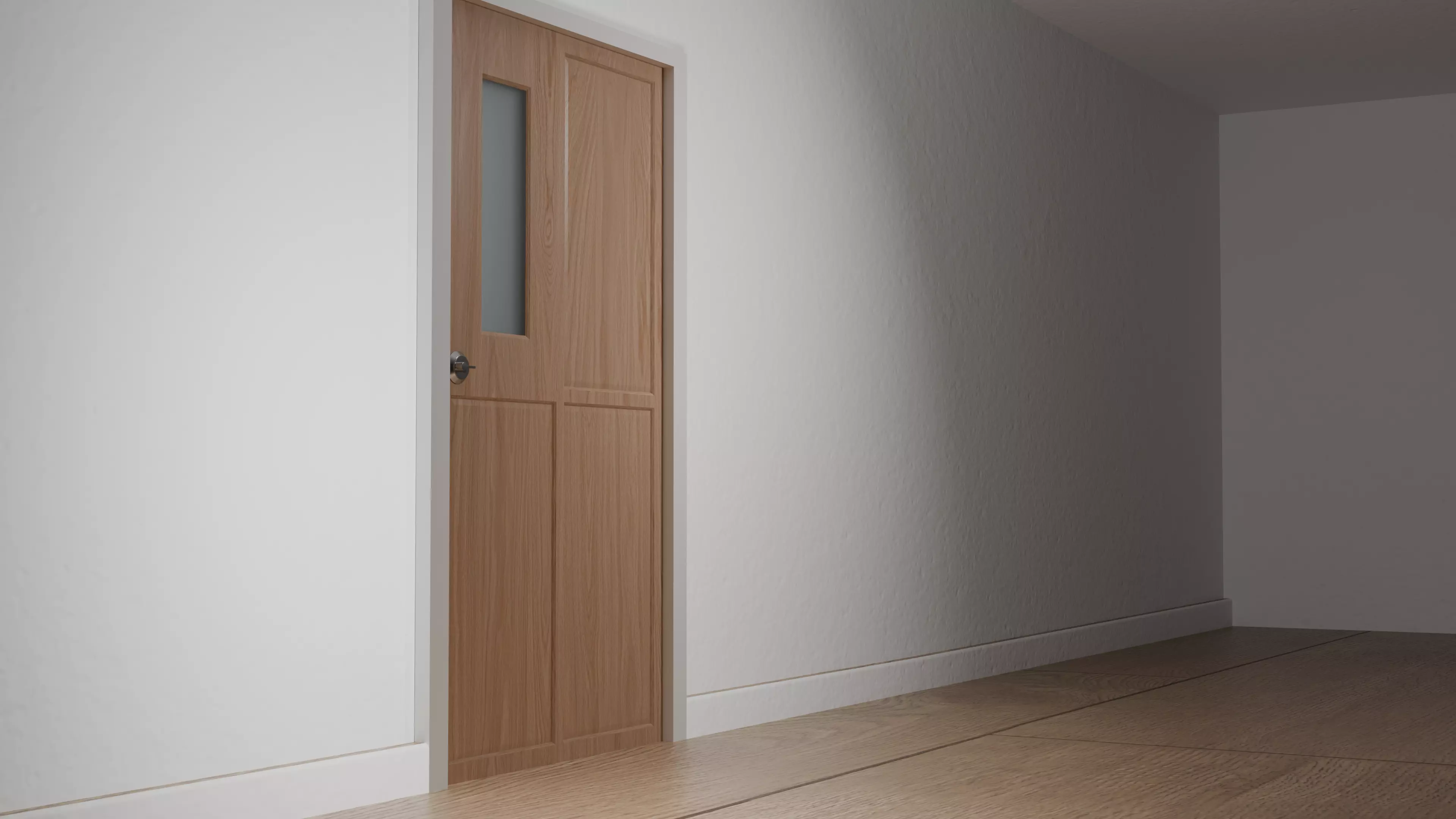 lowpoly oak wood veneer modern door Low-poly 3D model
