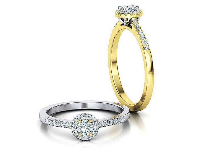 Bespoke Engagement Ring Round Halo Two Tone  3D print model