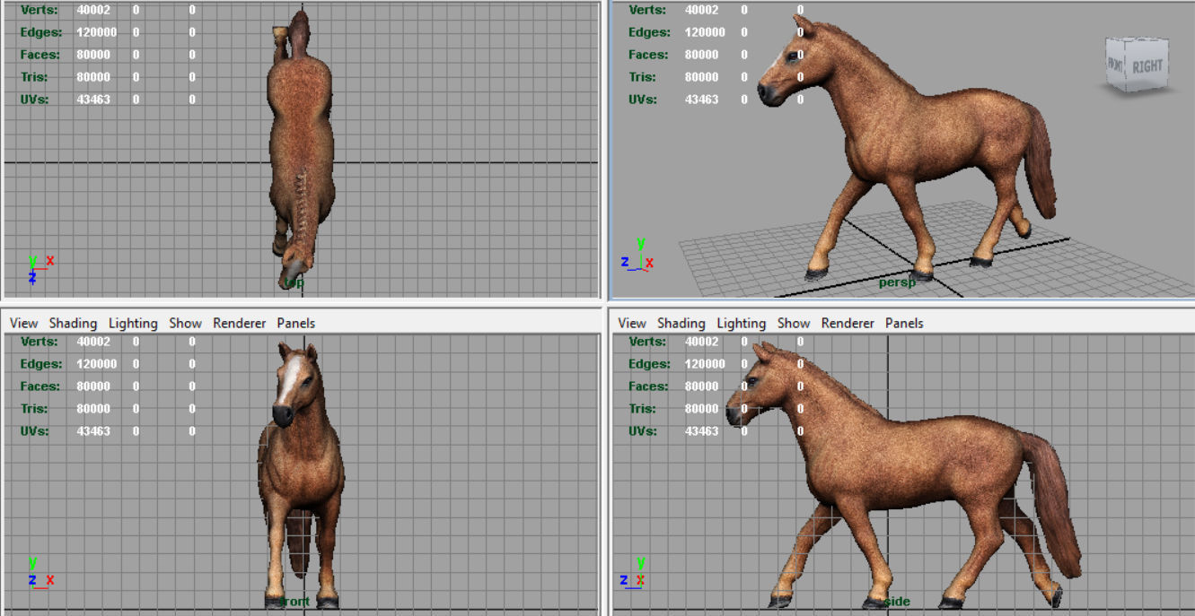 Realistic Horse Low-poly 3D model_7