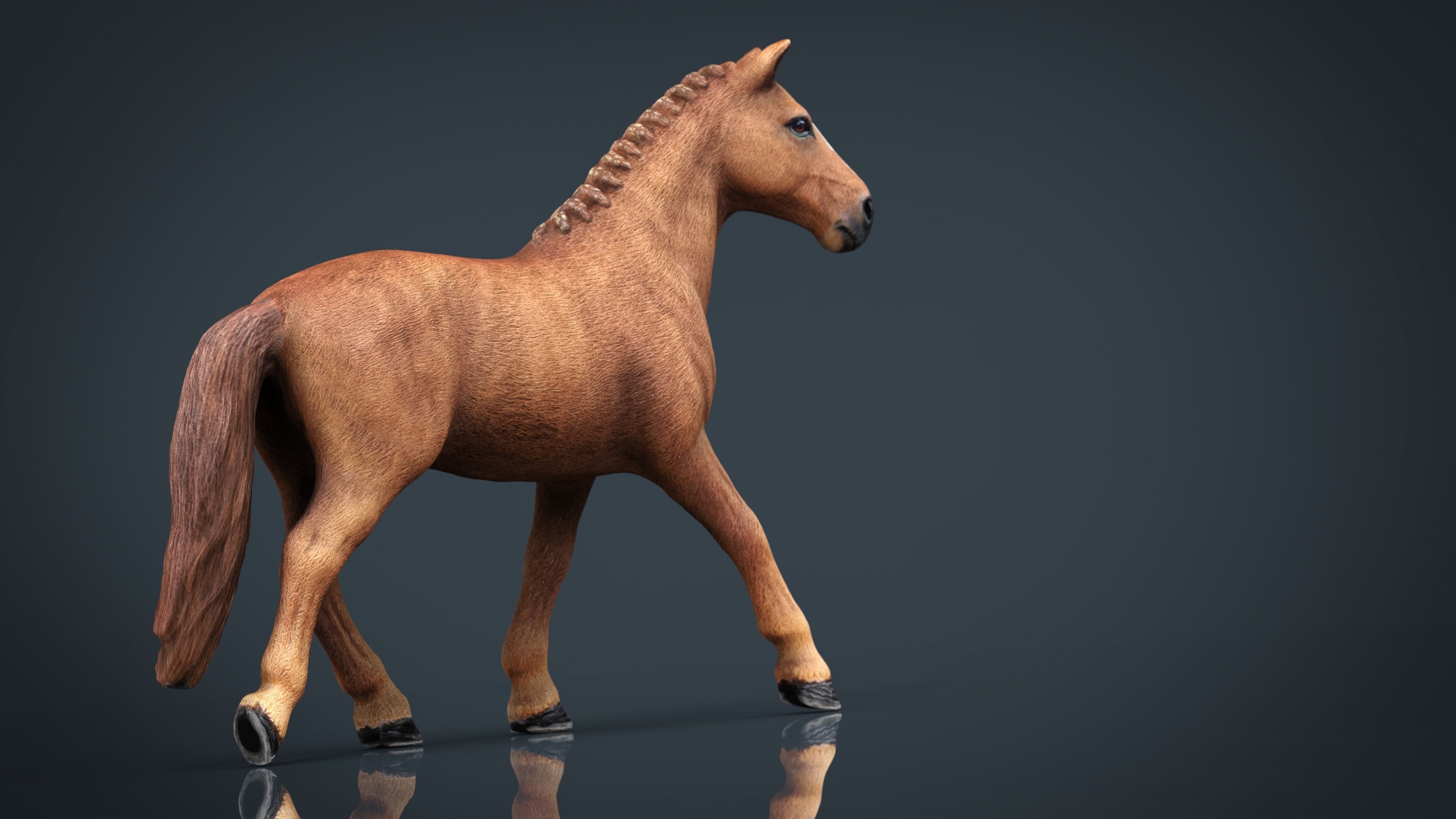 Realistic Horse Low-poly 3D model_8