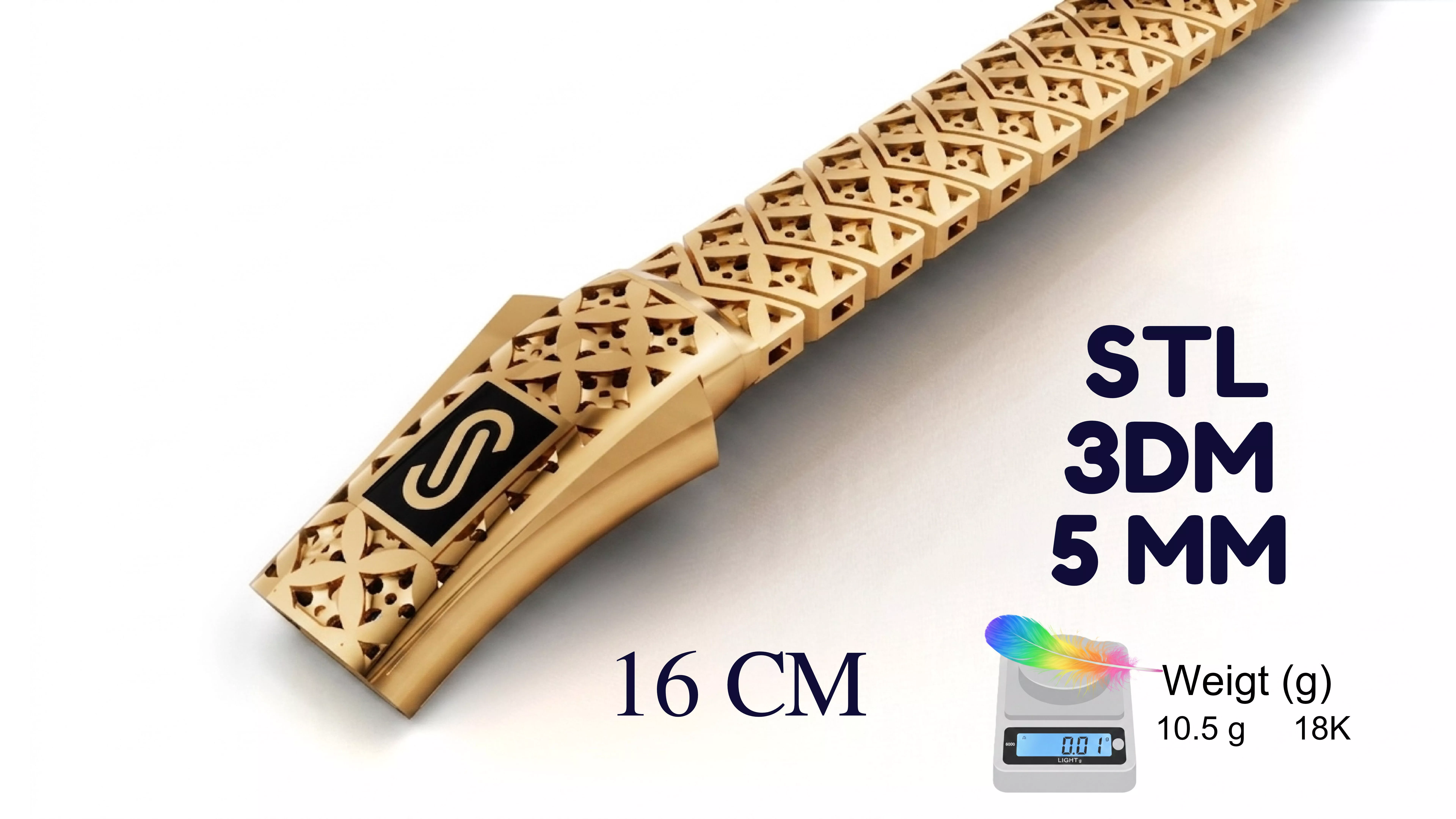 MONACO CHAIN MERM bracelet-5mm-flex-16cm 3D print model