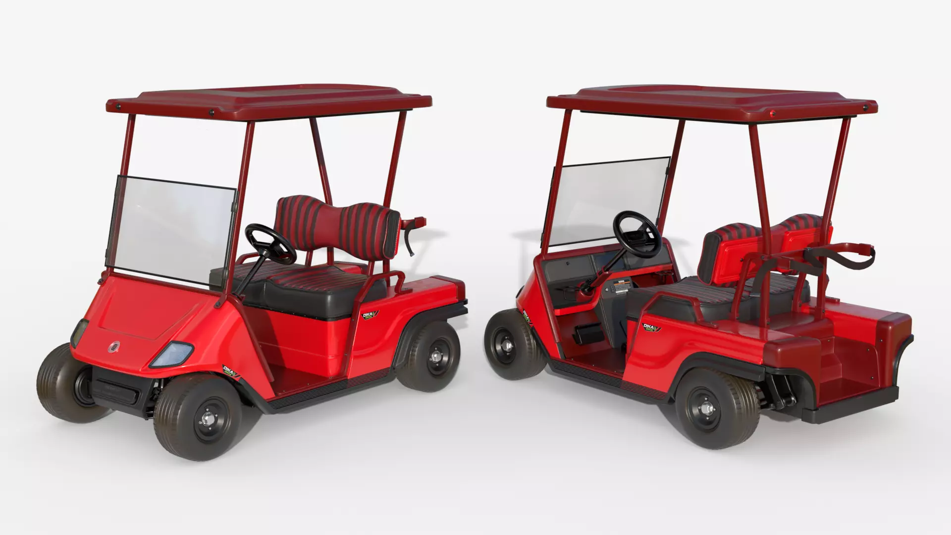 Red Golf Car Realistic Electric Utility vehicle 3D model