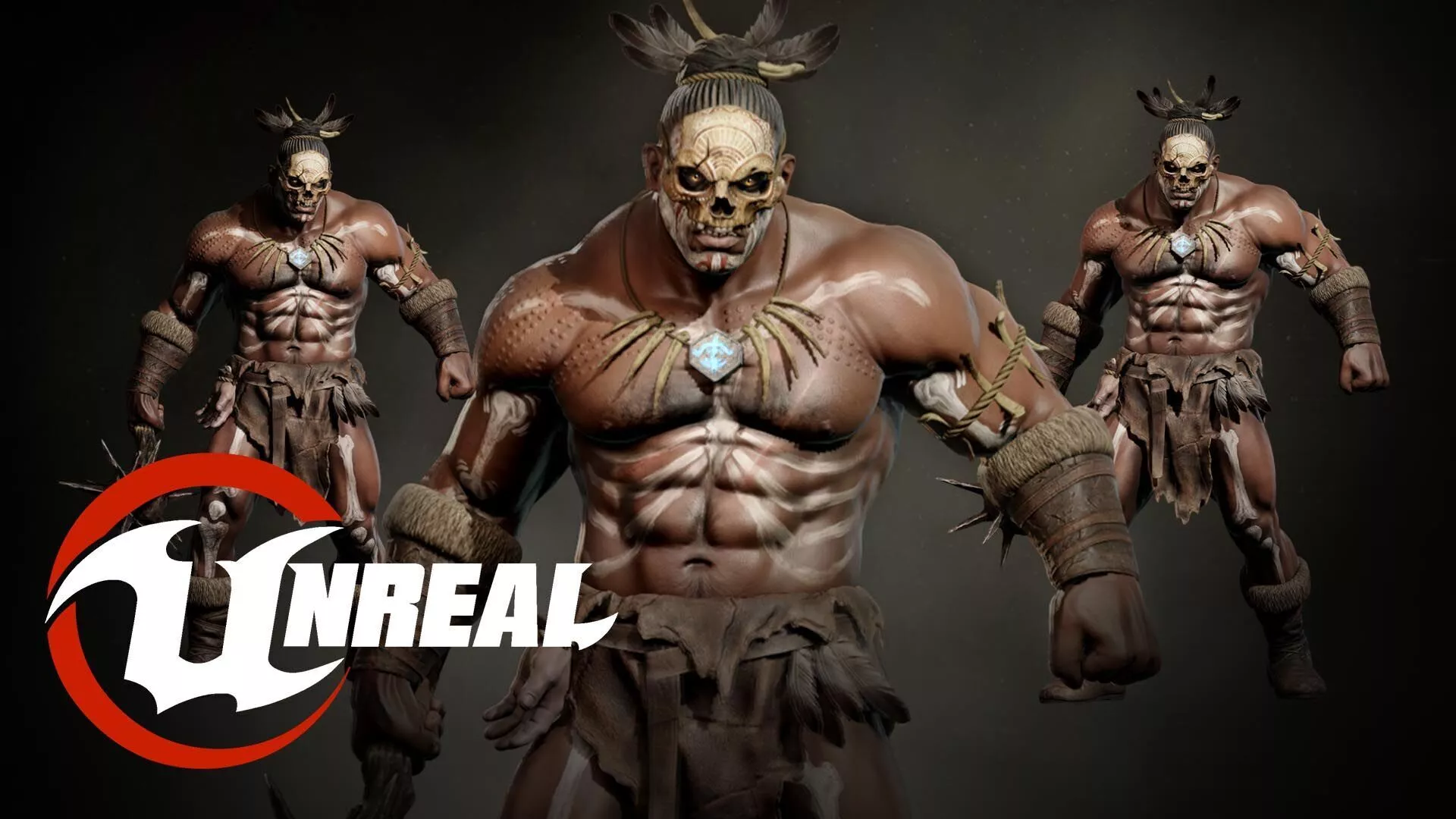 Tribal African Barbarian Warrior Low-poly 3D model