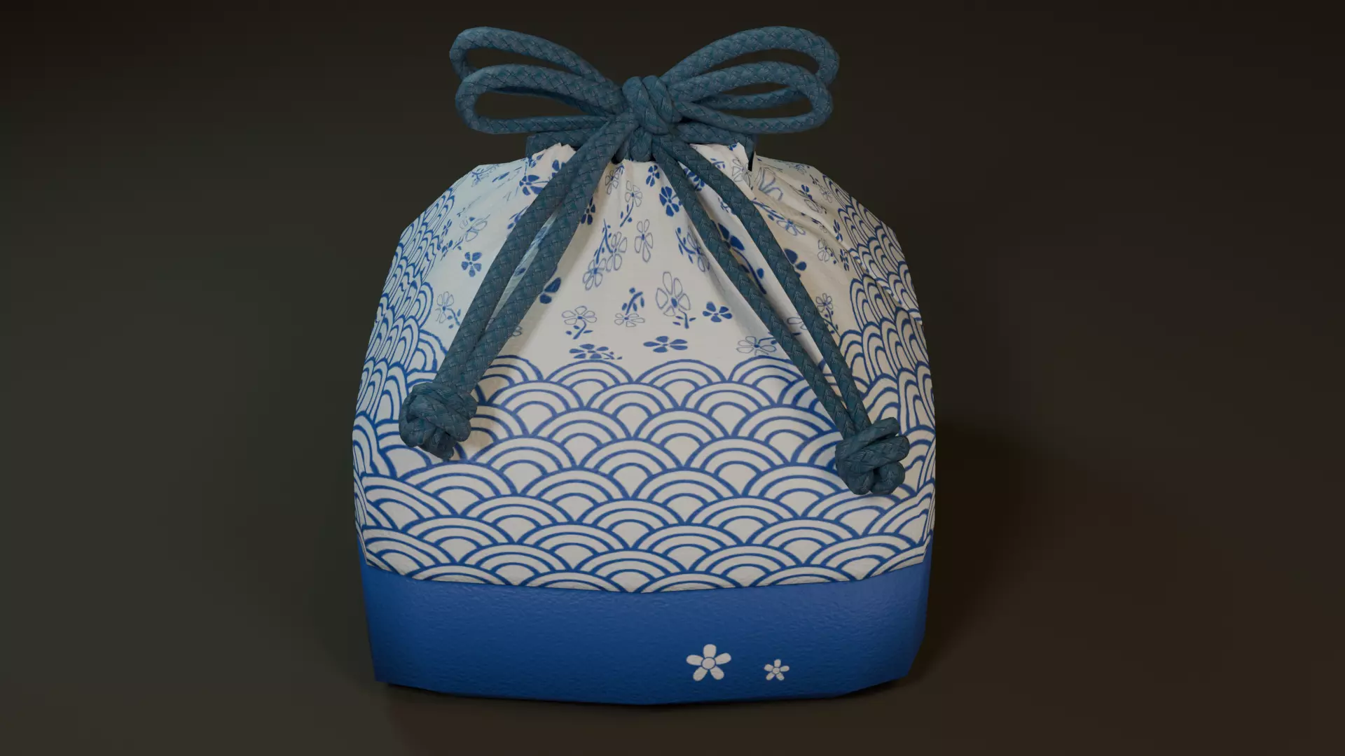 Japanese Drawstring Bag KINCHAKU 3D model