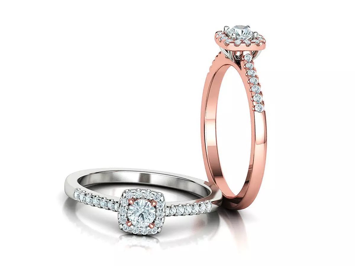 Classic Halo Engagement ring printable model 3D print model