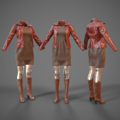 Fashion Outfit Brown Low-poly 3D model
