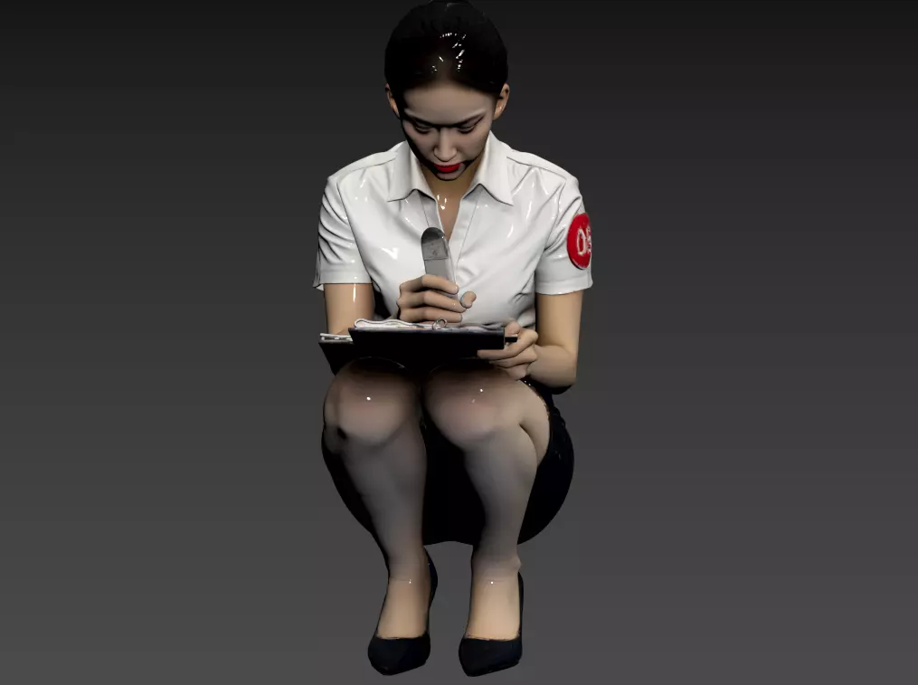 B135-Female Registrar at High Speed Rail Station 3D model