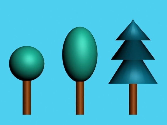 Cartoon Trees Low-poly 3D model