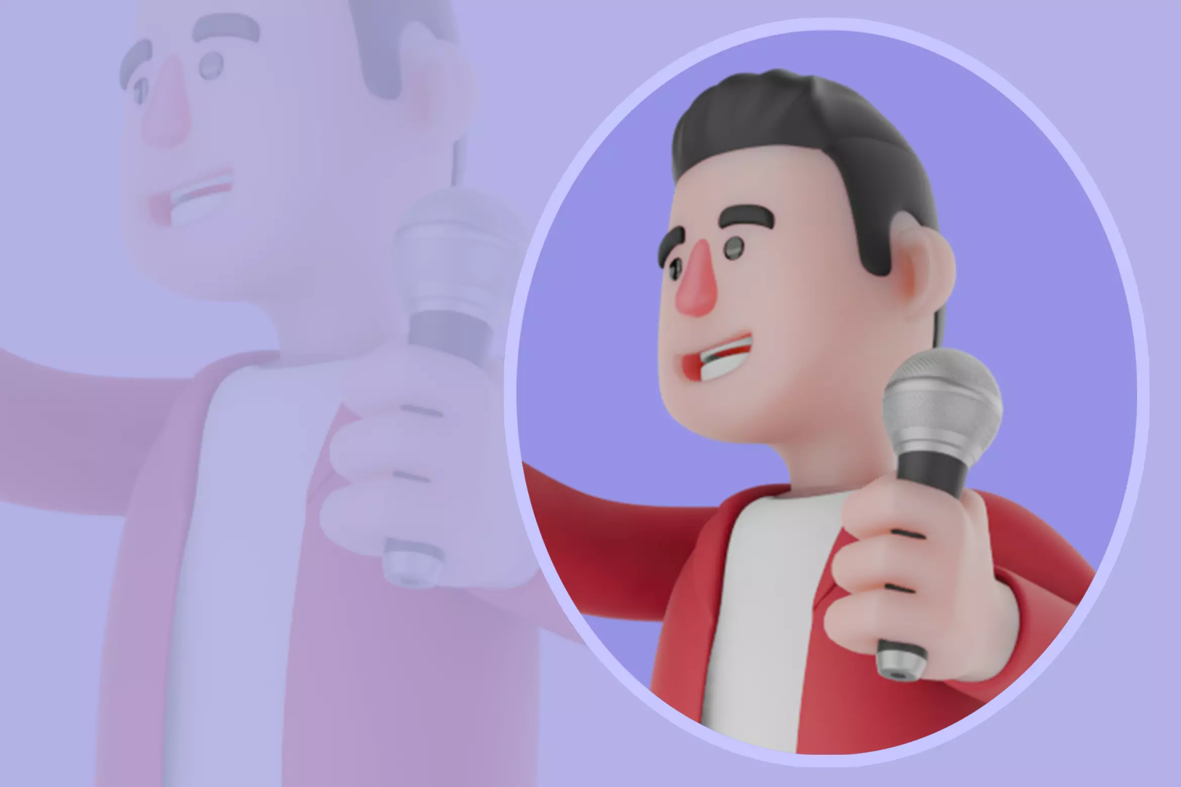 Stylized 3D Singer Leaning Forward - Energetic Pose 3D model