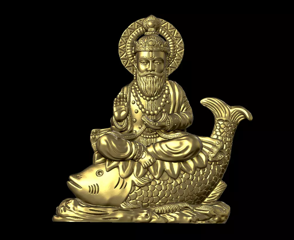 LORD JHULELAL SEATED ON SACRED FISH 3D print model