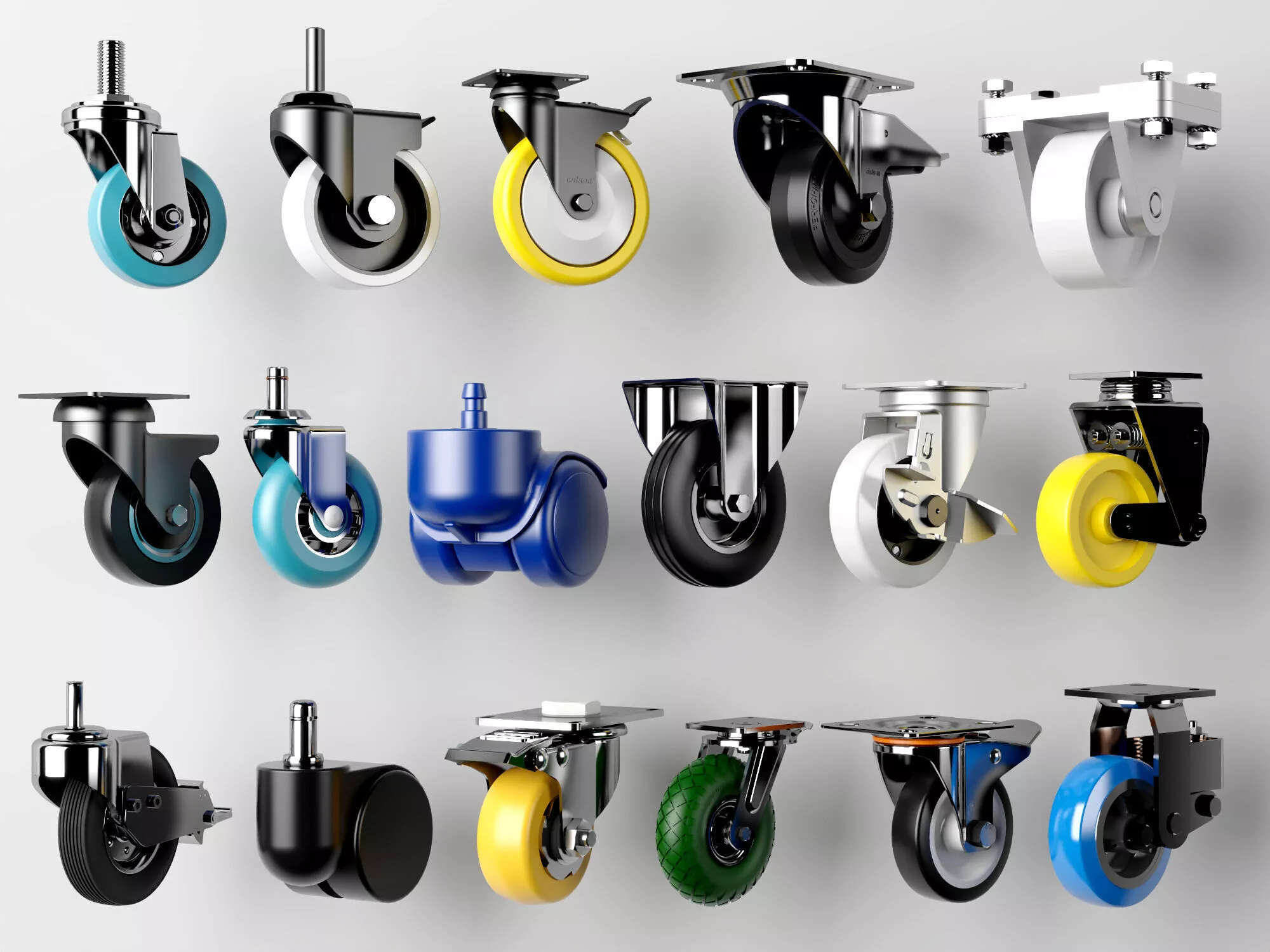Industrial Caster Wheel Furniture Swivel Roller Heavy Duty Pack 3D model