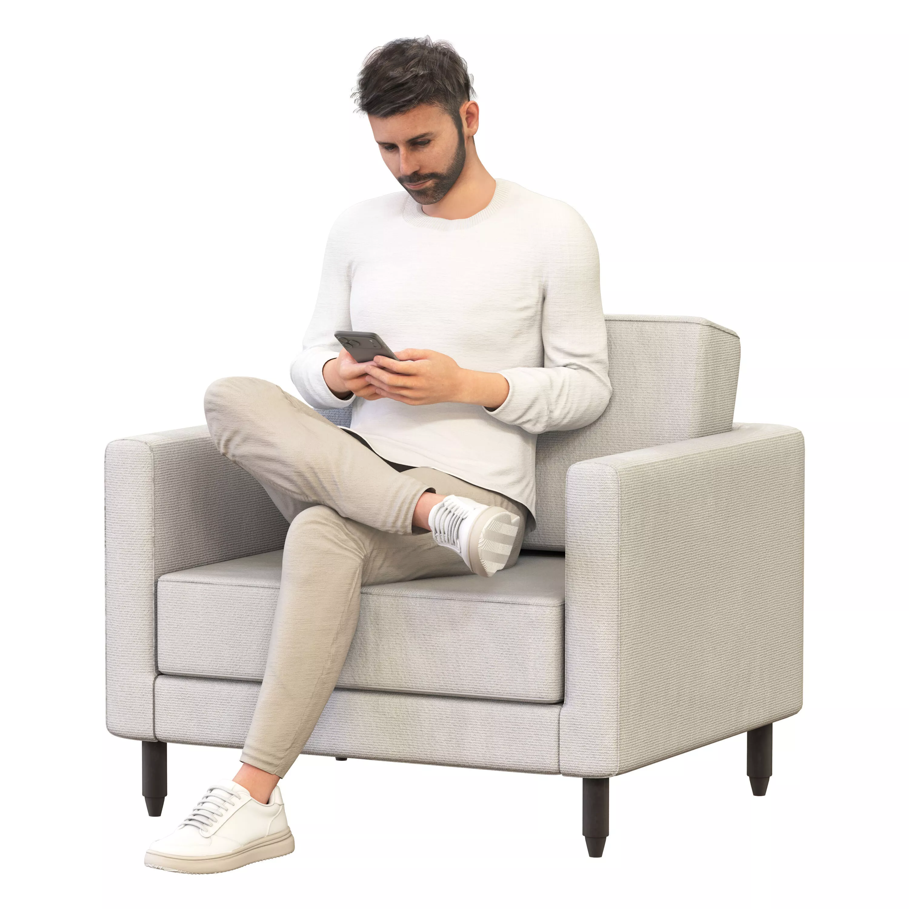 Seated man 01 3D model