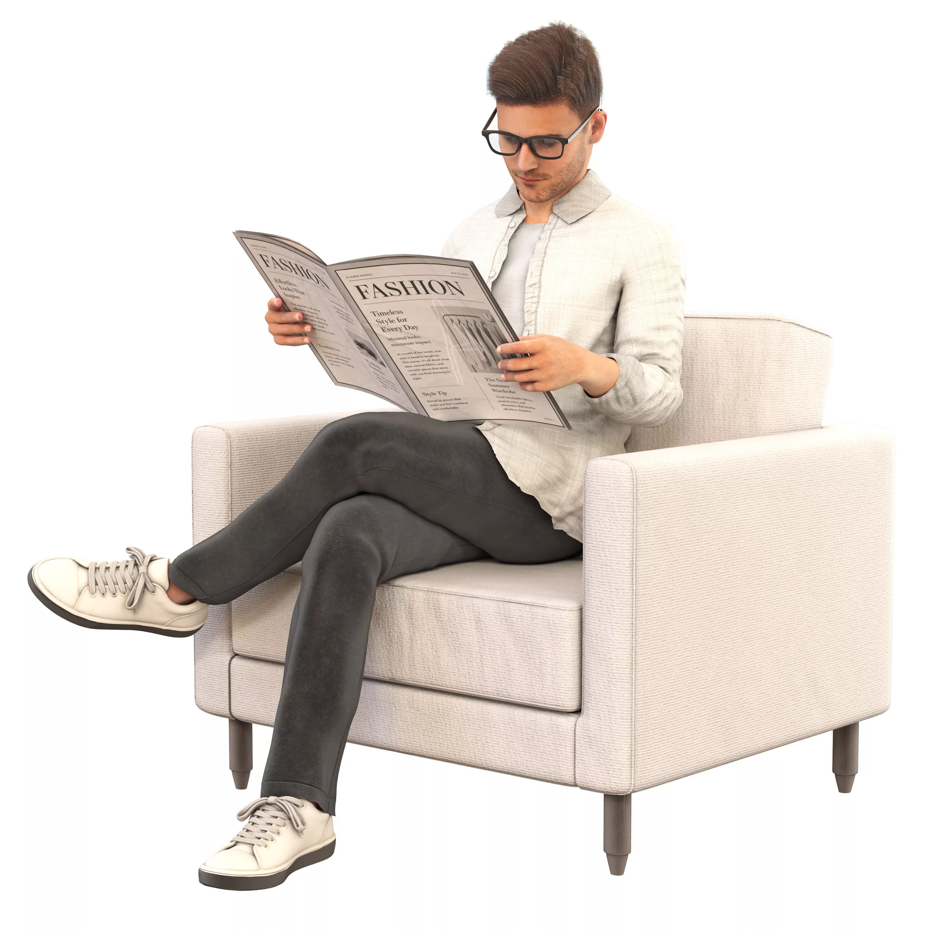 Seated man 02 3D model