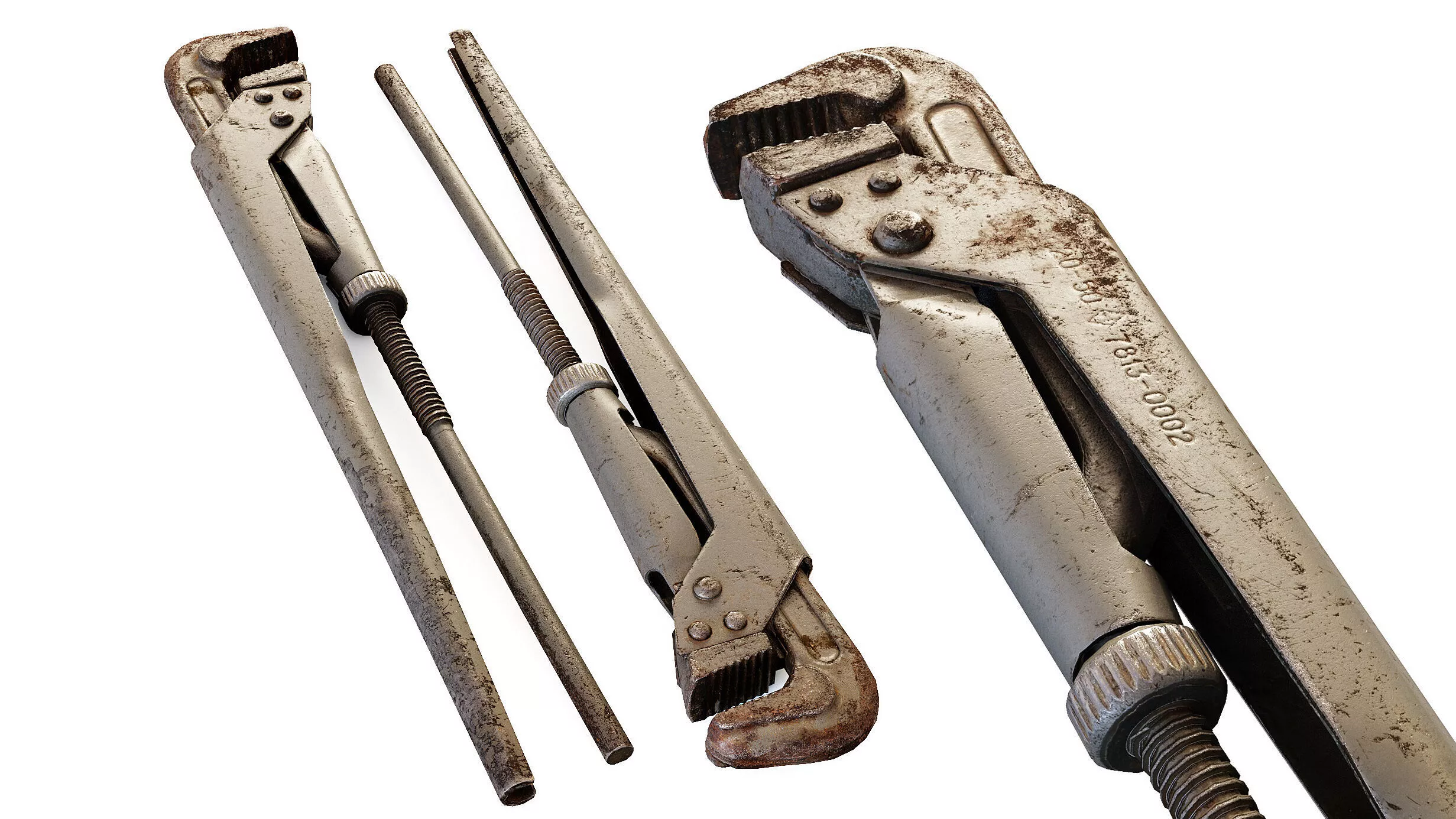 Pipe wrench 02 Low-poly 3D model