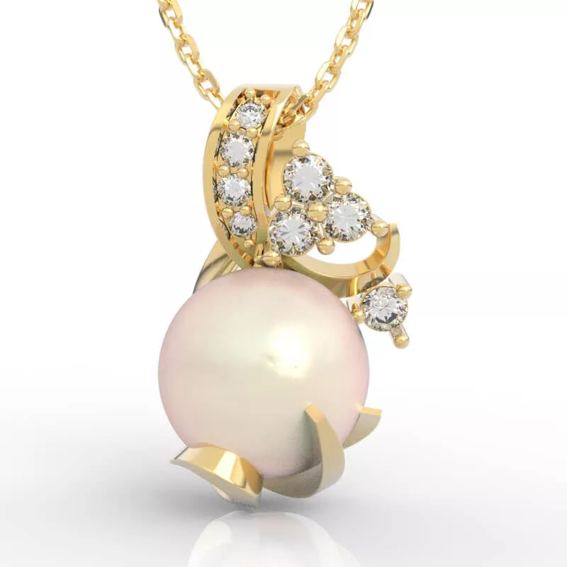 Asymmetric Swirl Pearl Diamond Pendant 3D print model
