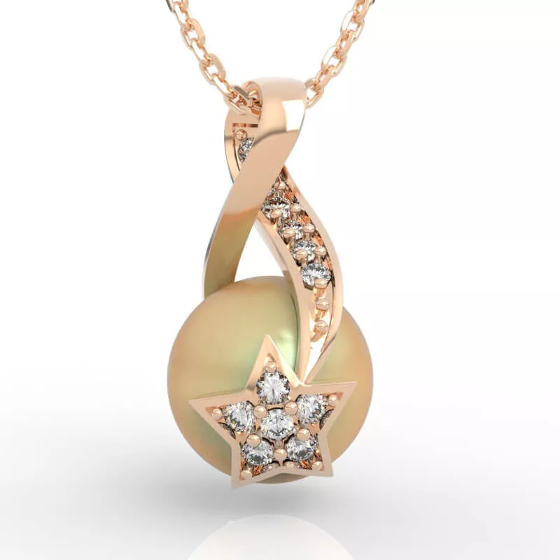 Celestial Twisted Ribbon Star Pearl Jewelry 3D print model