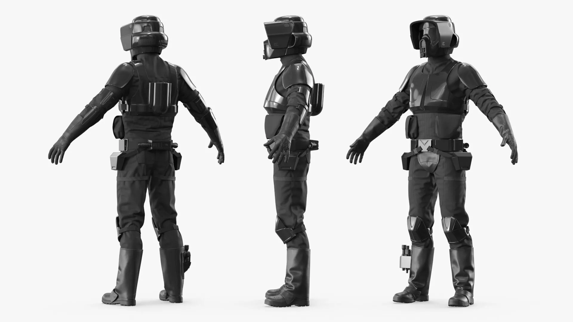 Star Wars Shadow Trooper Armor Black Rigged for Cinema 4D 3D model