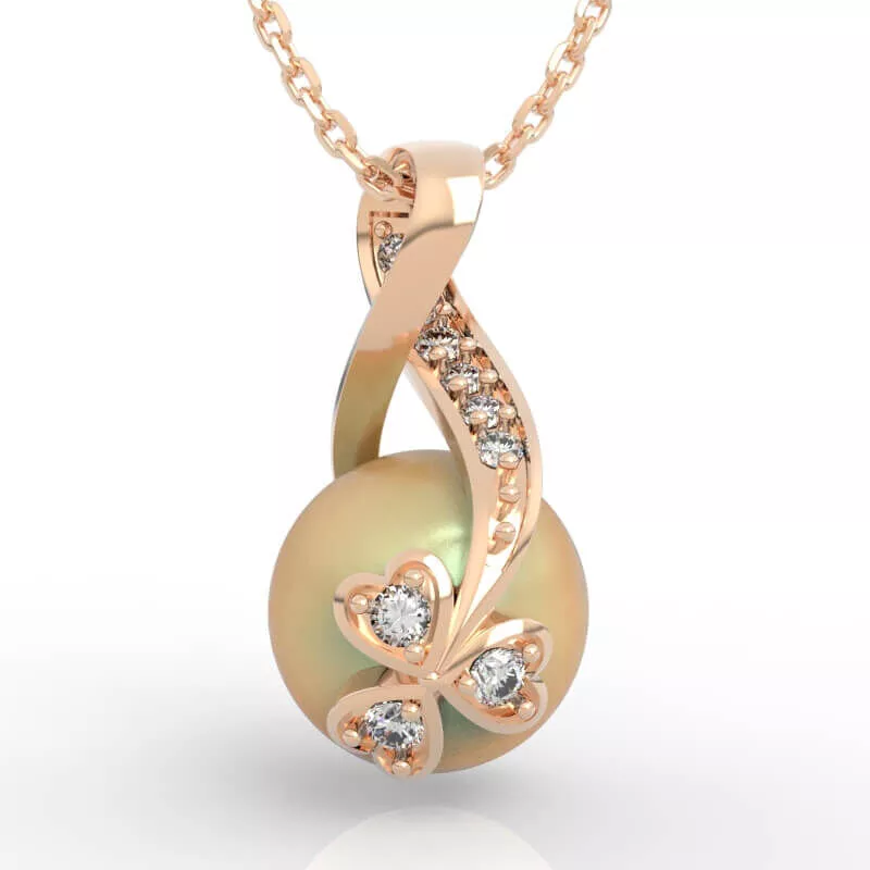 Twisted Bypass Butterfly Pearl Pendant 3D print model