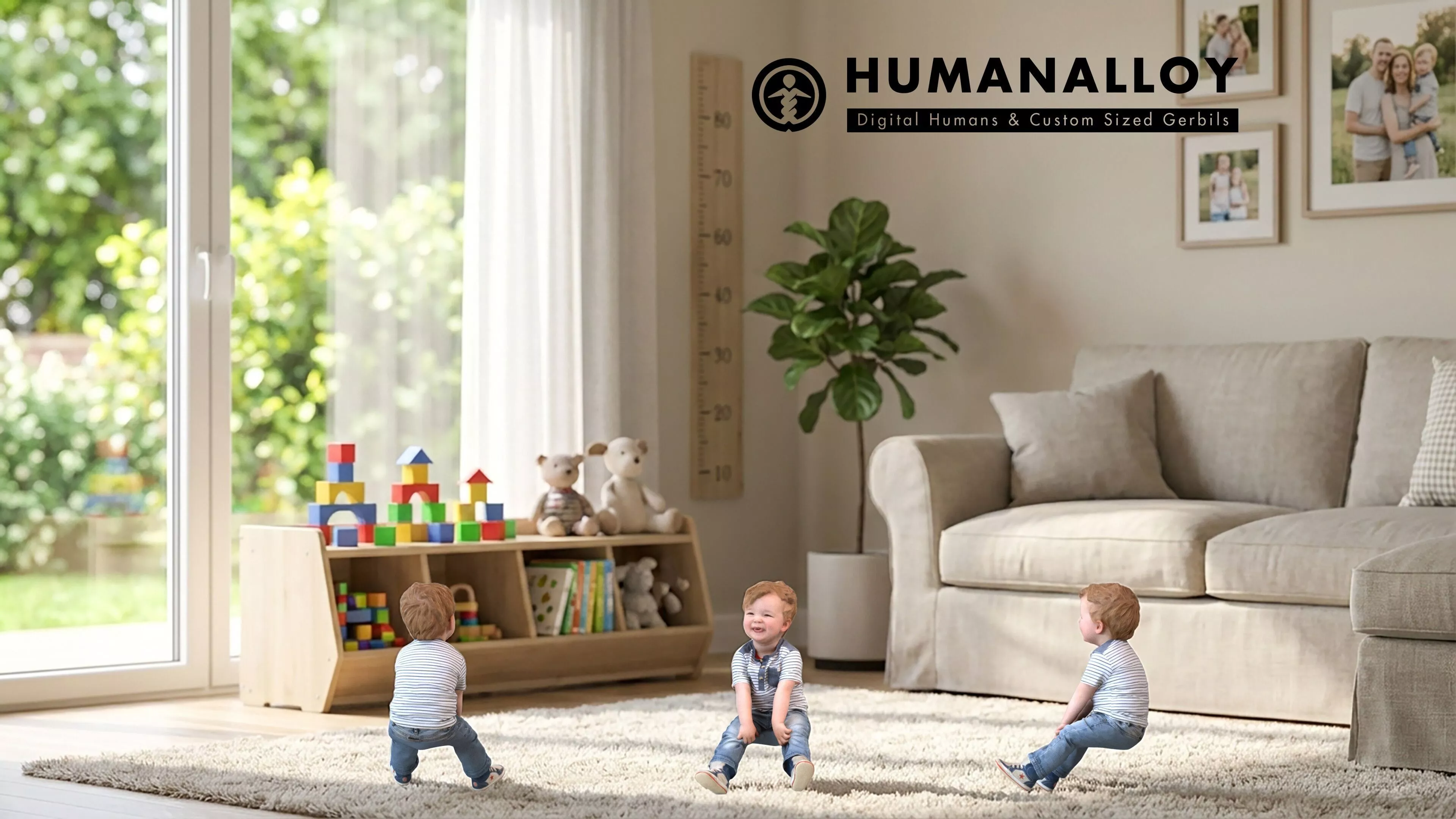Caucasian child relaxing at home in casual summer clothing 3D model