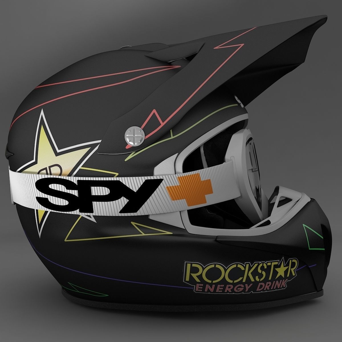 Motocross Helmet 3D model_6