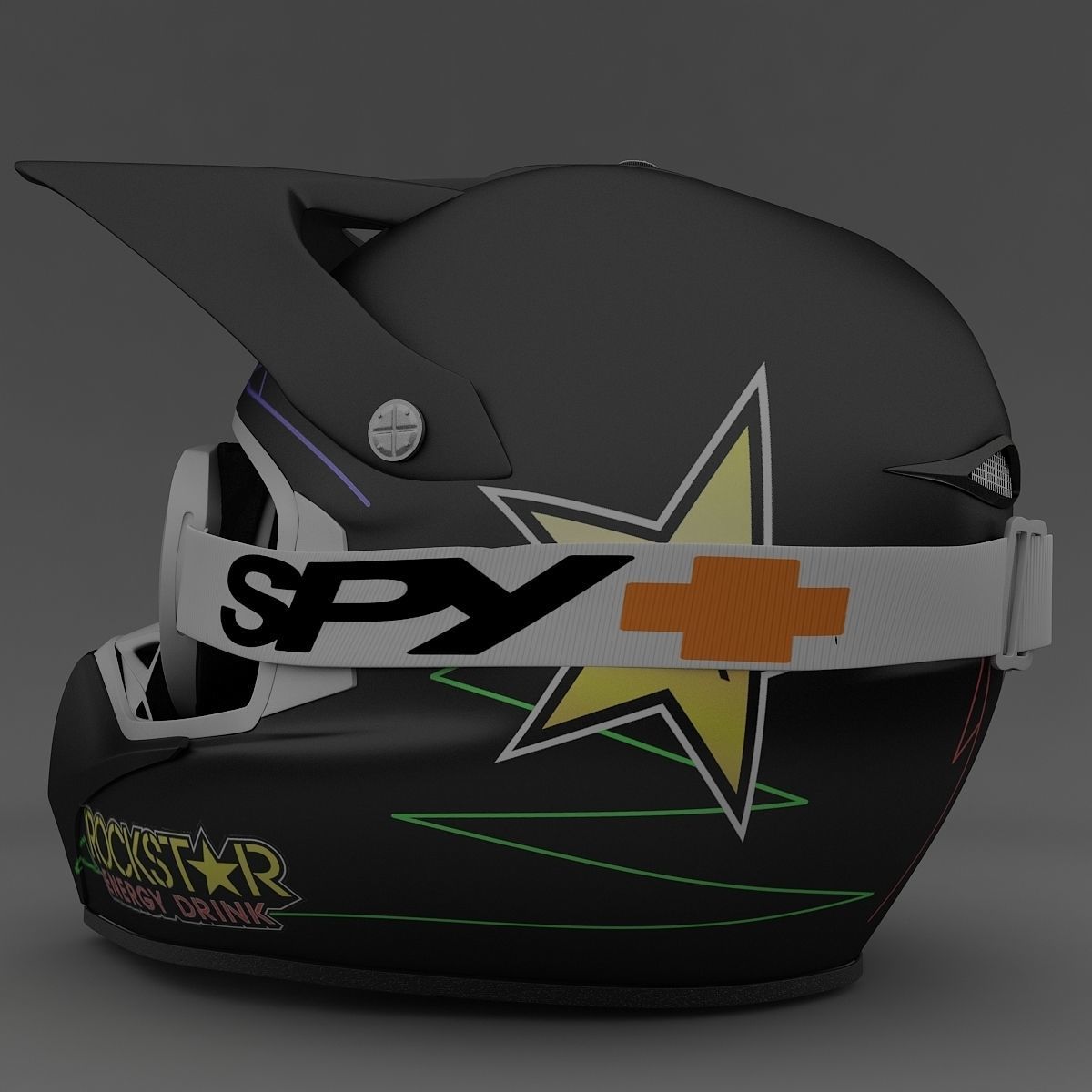 Motocross Helmet 3D model_7